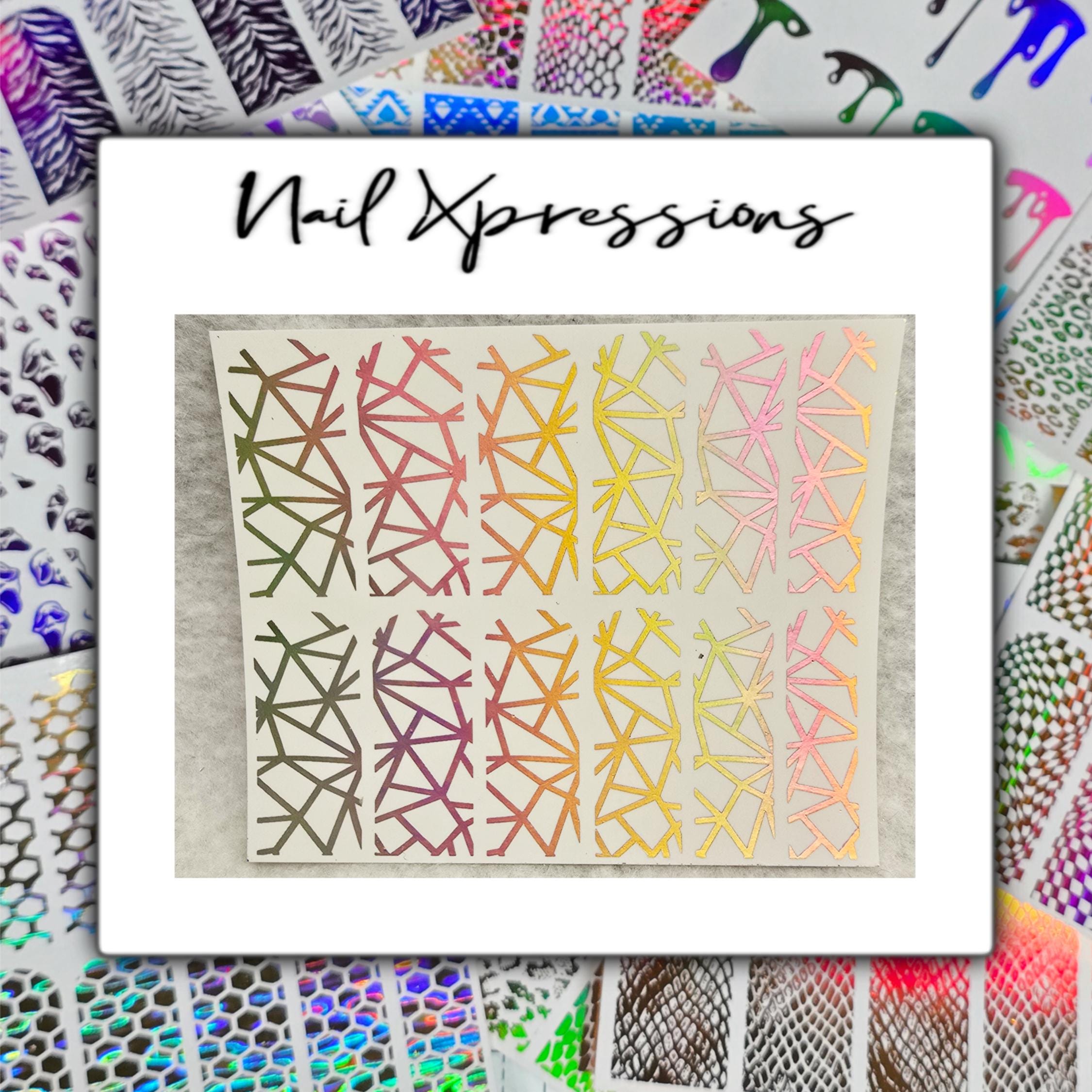 Abstract Foiled Nail Art| Foiled Nail Water Decals | Foiled Nail Water Wraps | Holographic Nail Art | Holographic Nail decals