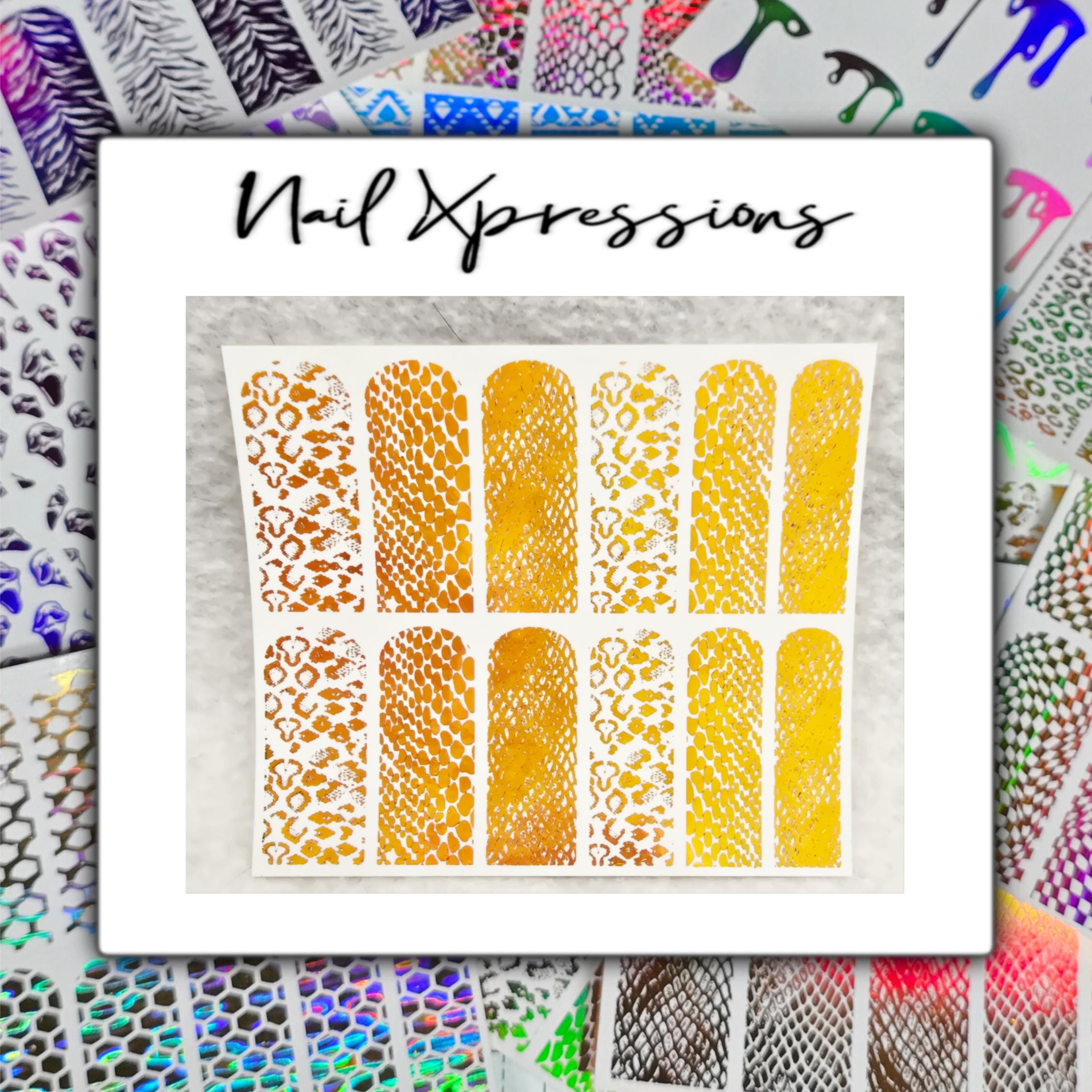 Snake Pattern Mix Foiled Nail Art| Foiled Nail Water Decals | Foiled Nail Water Wraps | Holographic Nail Art | Holographic Nail decals