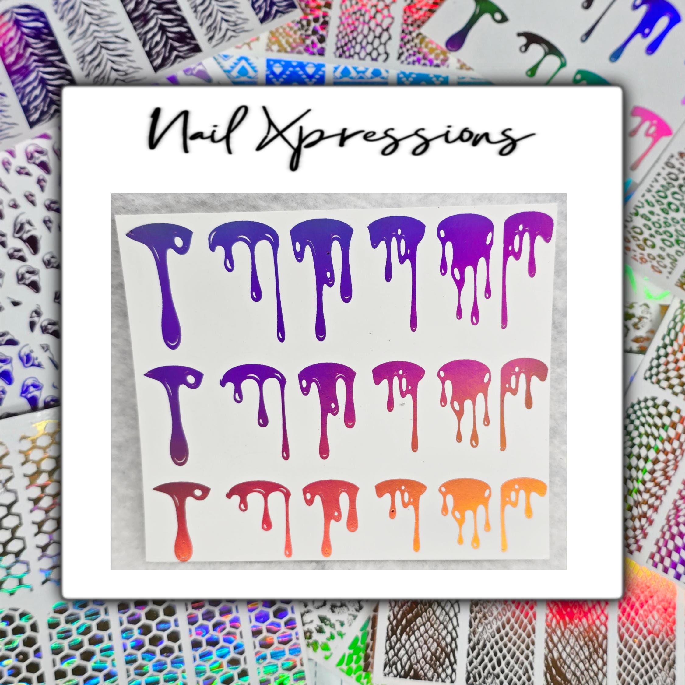 Dripping Foiled Nail Art| Foiled Nail Water Decals | Foiled Nail Water Wraps | Holographic Nail Art | Holographic Nail decals