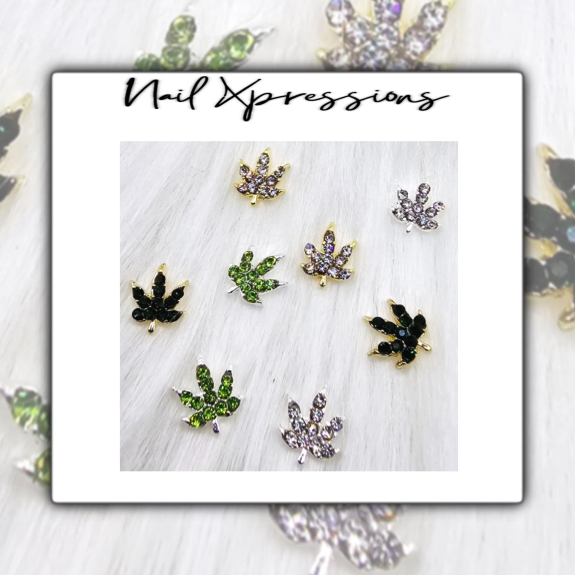 Leaf Shaped Rhinestone Nail Charm