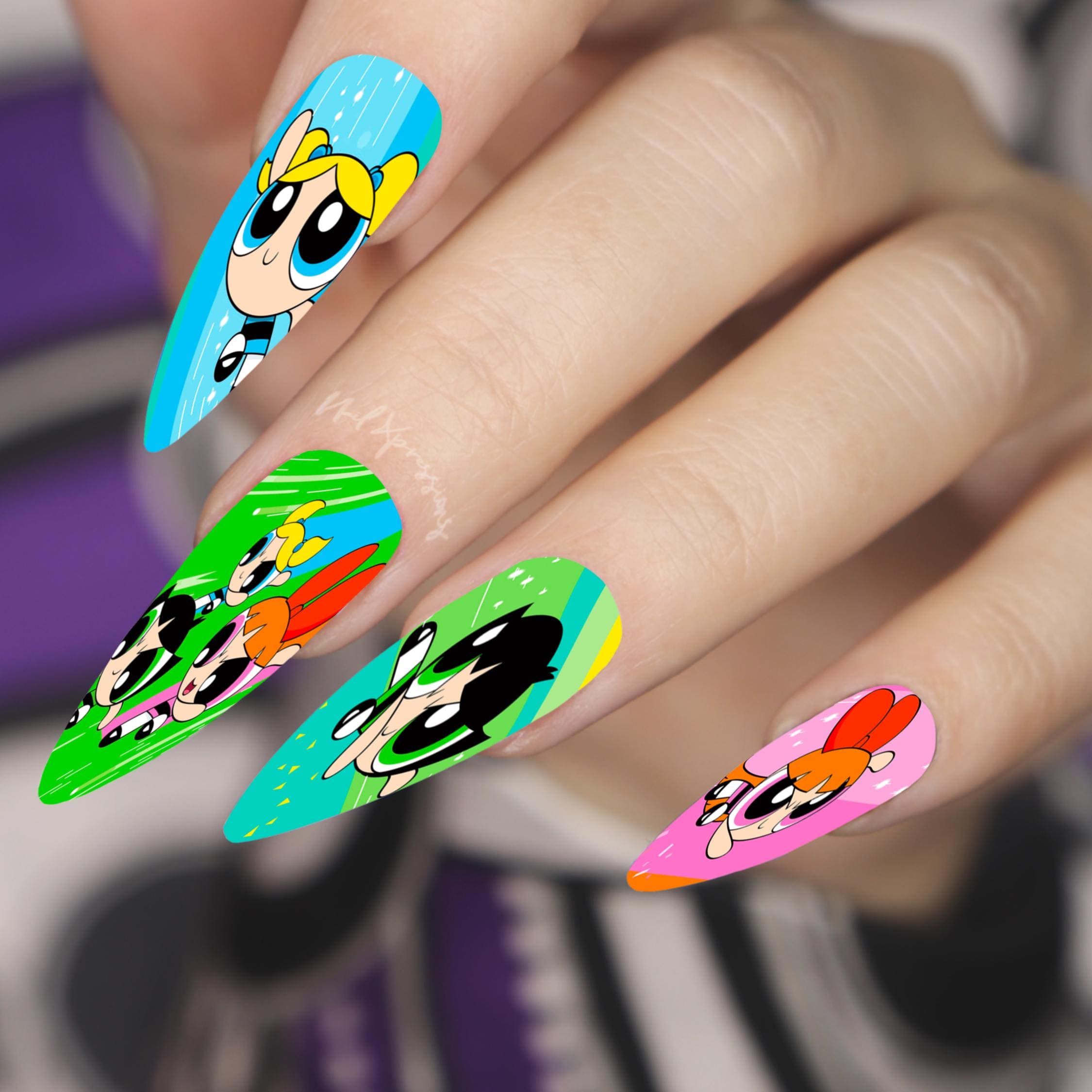 Cartoon Girls Nail Decals | Nail Art Water Transfer | Nail Wraps