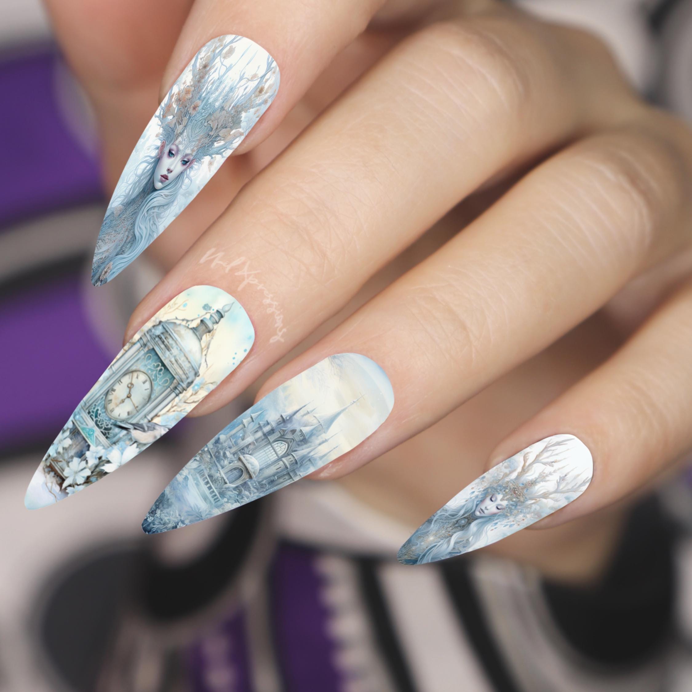 Magical Winter Forest Nail Wraps | Nail Art Wrap | Water Transfer Nail Wrap | Custom Nail Wraps