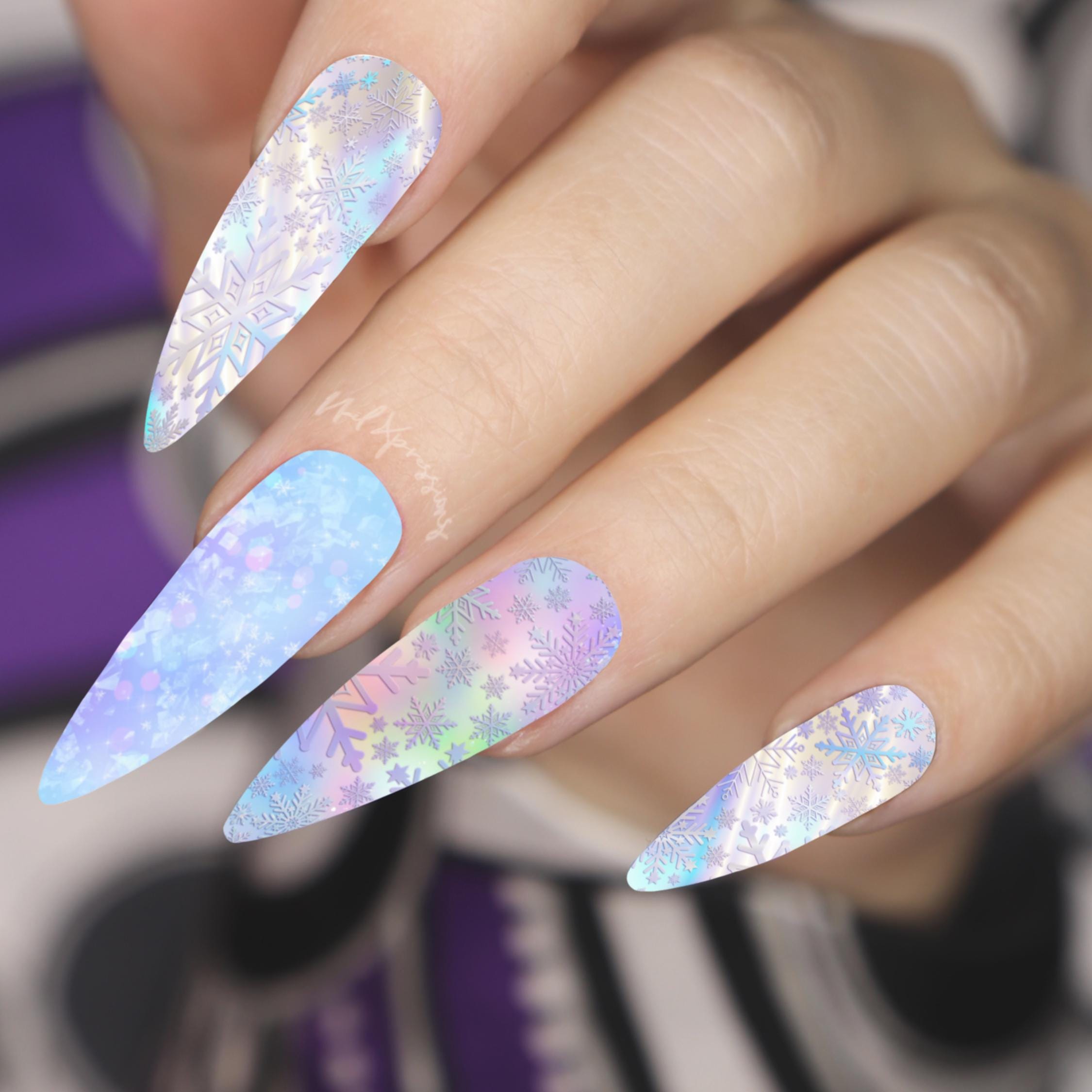 Snowflakes Nail Wrap | Winter Print Nail Wrap | Water Transfer Nail Wrap | Custom Nail Wraps