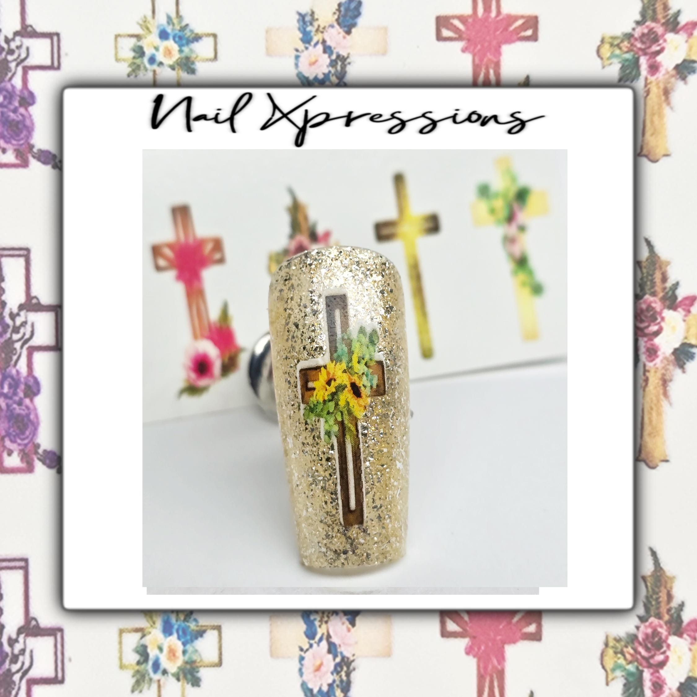 Floral Crosses Water Nail Deca