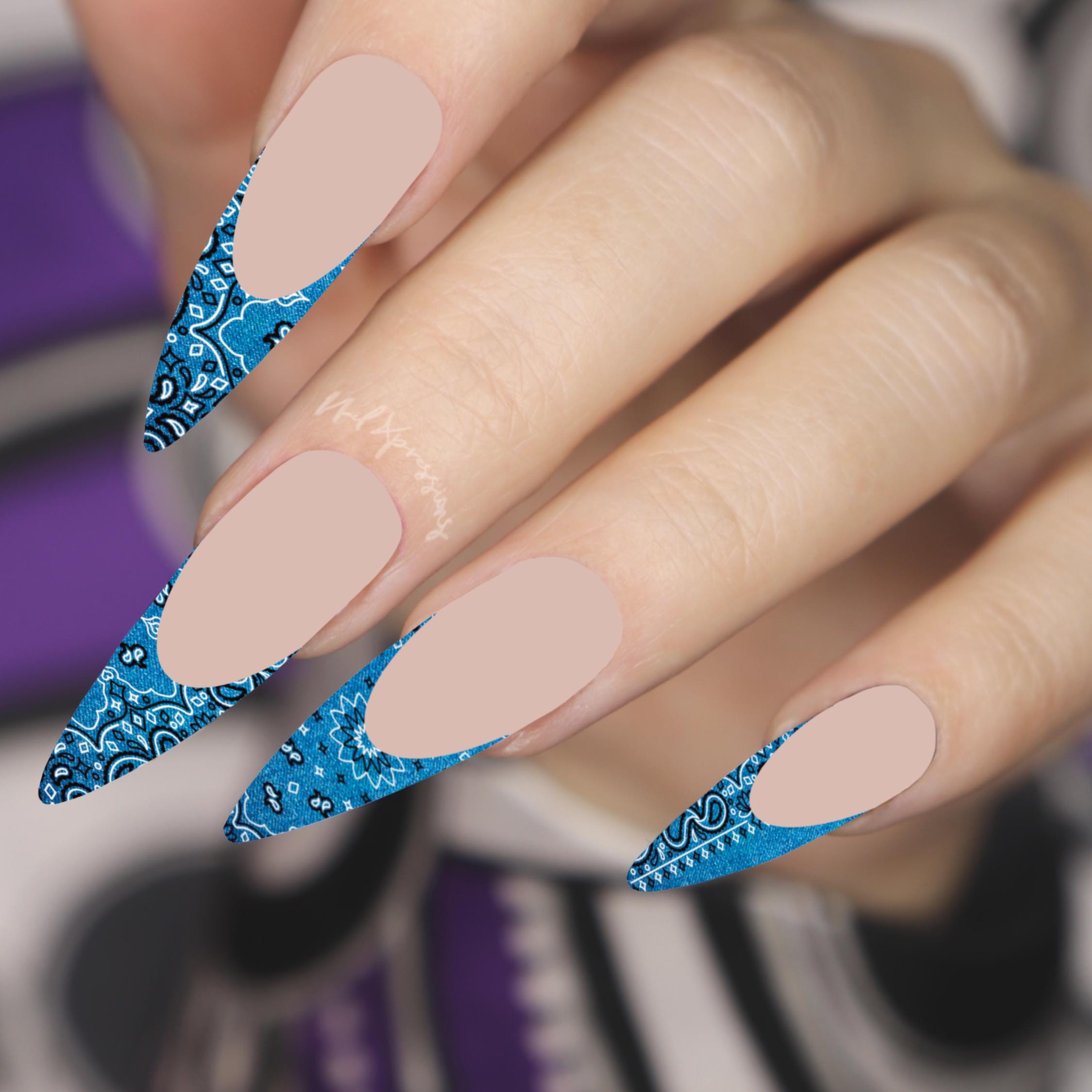 French Jean Bandana Paisley Nail Decals | Nail Art Water Transfer | Nail Wraps