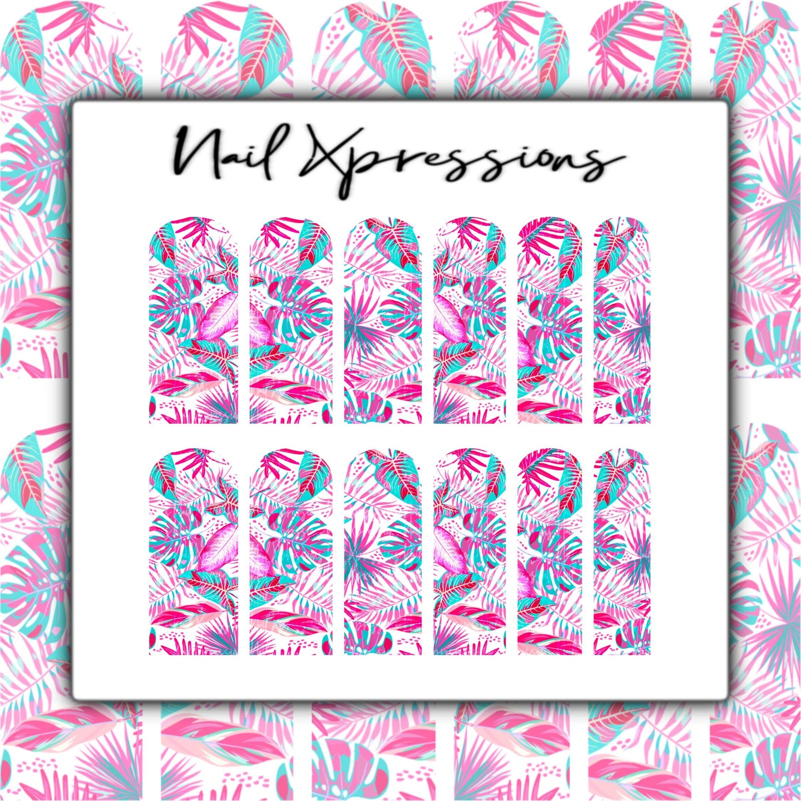 Pink Tropical Paradise Nail Decals | Nail Art Water Transfer | Nail Wraps