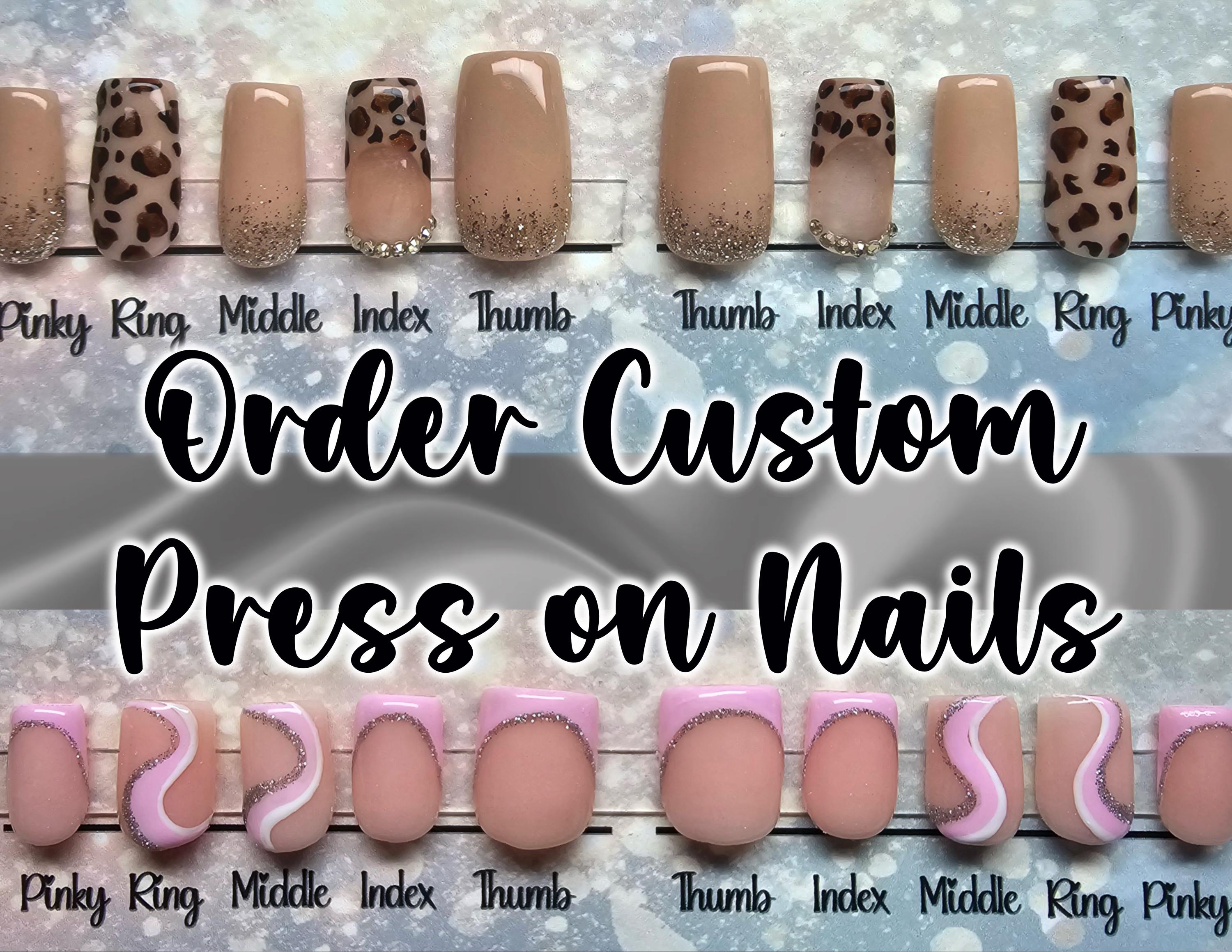 Custom Acrylic Press on Nails | Custom Freestyle Press Nails | Reusable Nails | Multiple Size and Length Press on Nails