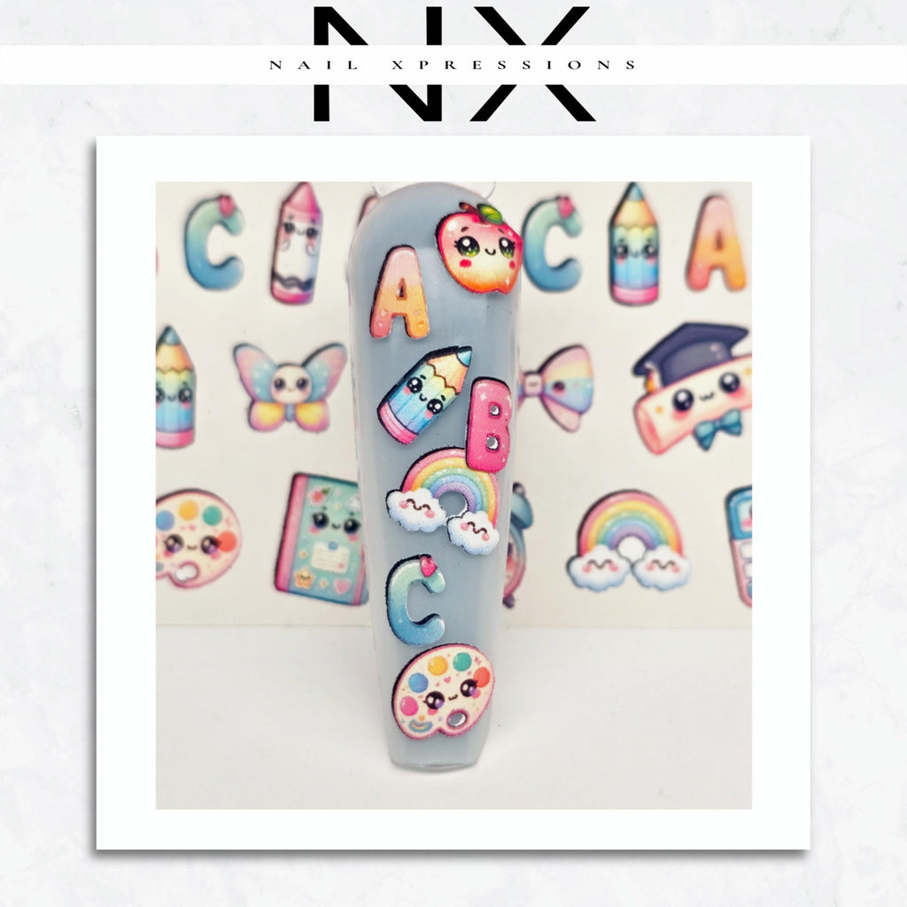 Kawaii School Vibes Nail Stickers | Nail Decals | Nail Art Decorations