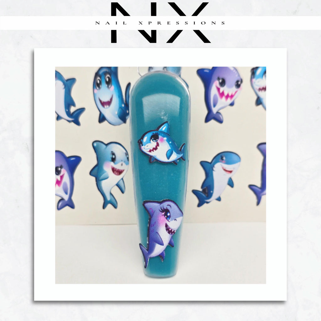 Kawaii Shark Week Nail Stickers | Nail Decals | Nail Art Decorations