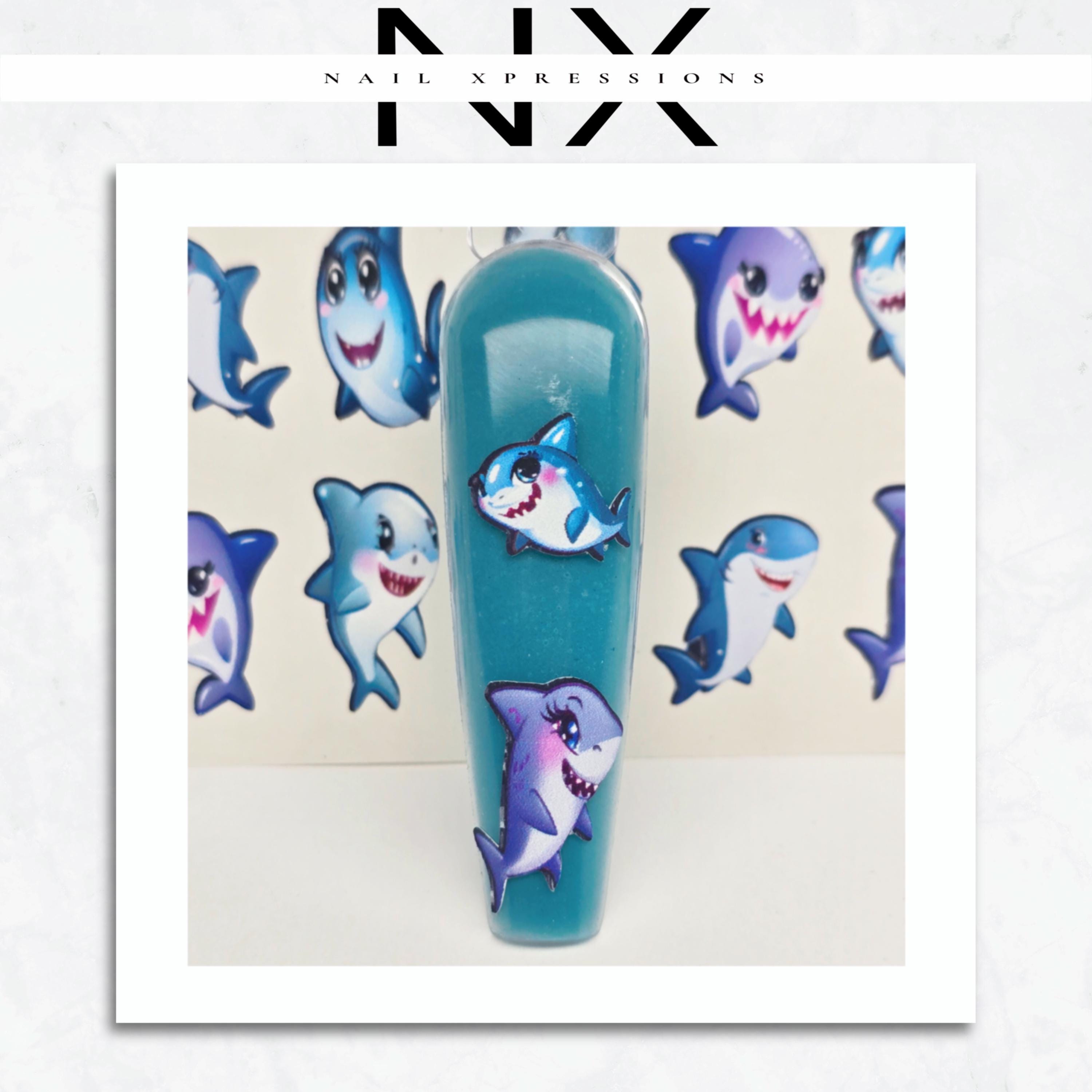 Kawaii Shark Week Nail Stickers | Nail Decals | Nail Art Decorations