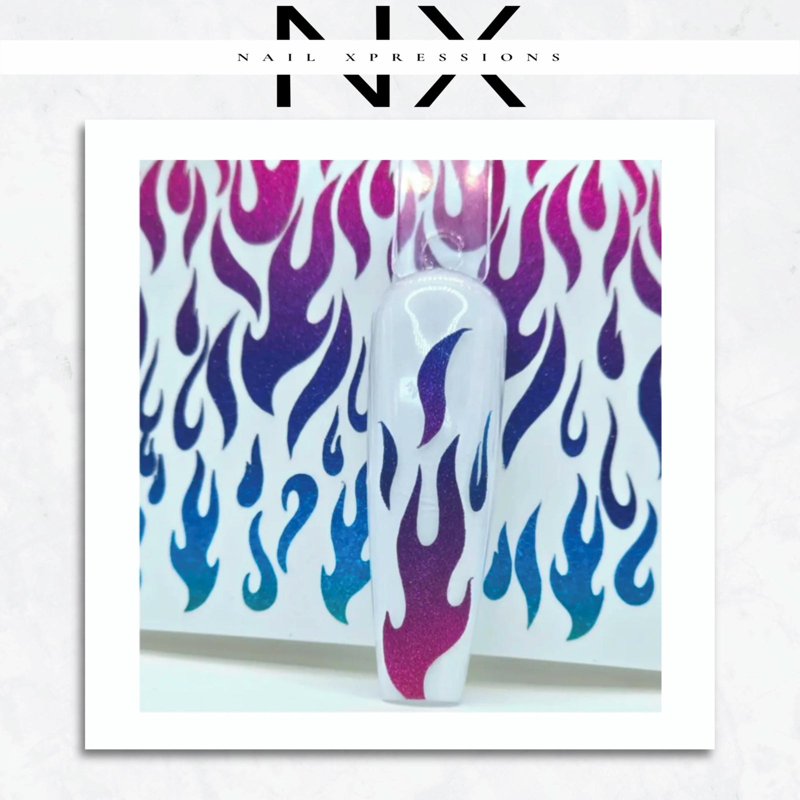 Rainbow Ombre Flame Nail Sticker | Vinyl Nail Art Stickers