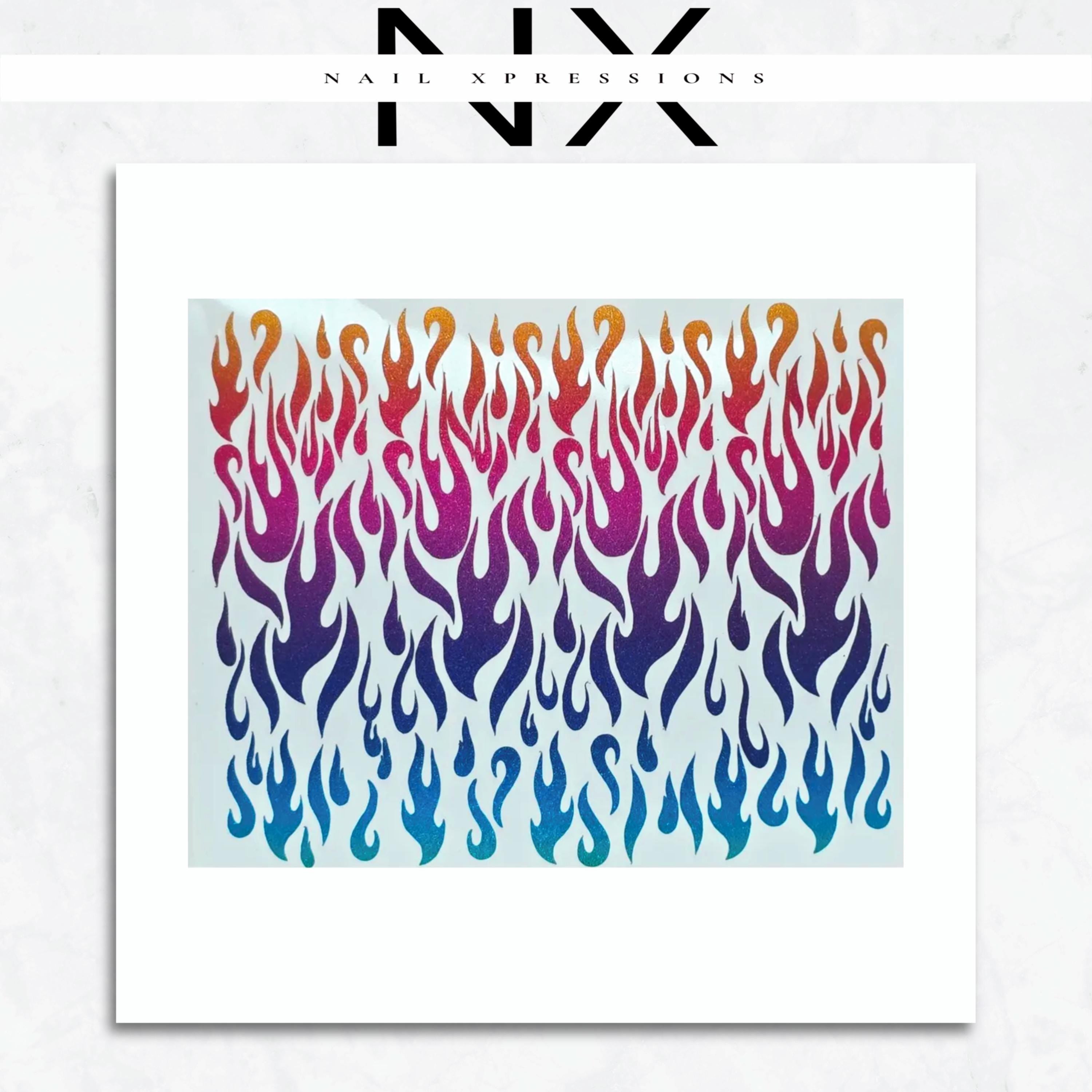 Rainbow Ombre Flame Nail Sticker | Vinyl Nail Art Stickers