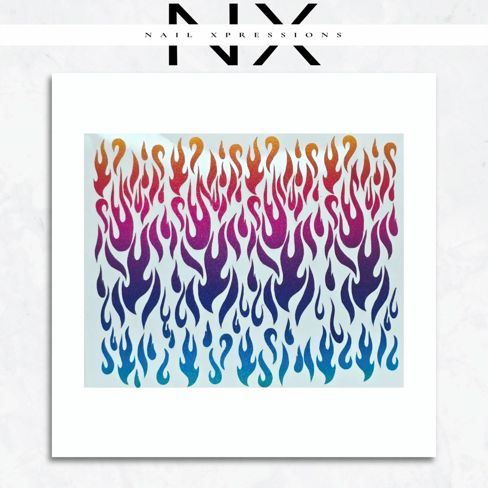 Rainbow Ombre Flame Nail Sticker | Vinyl Nail Art Stickers