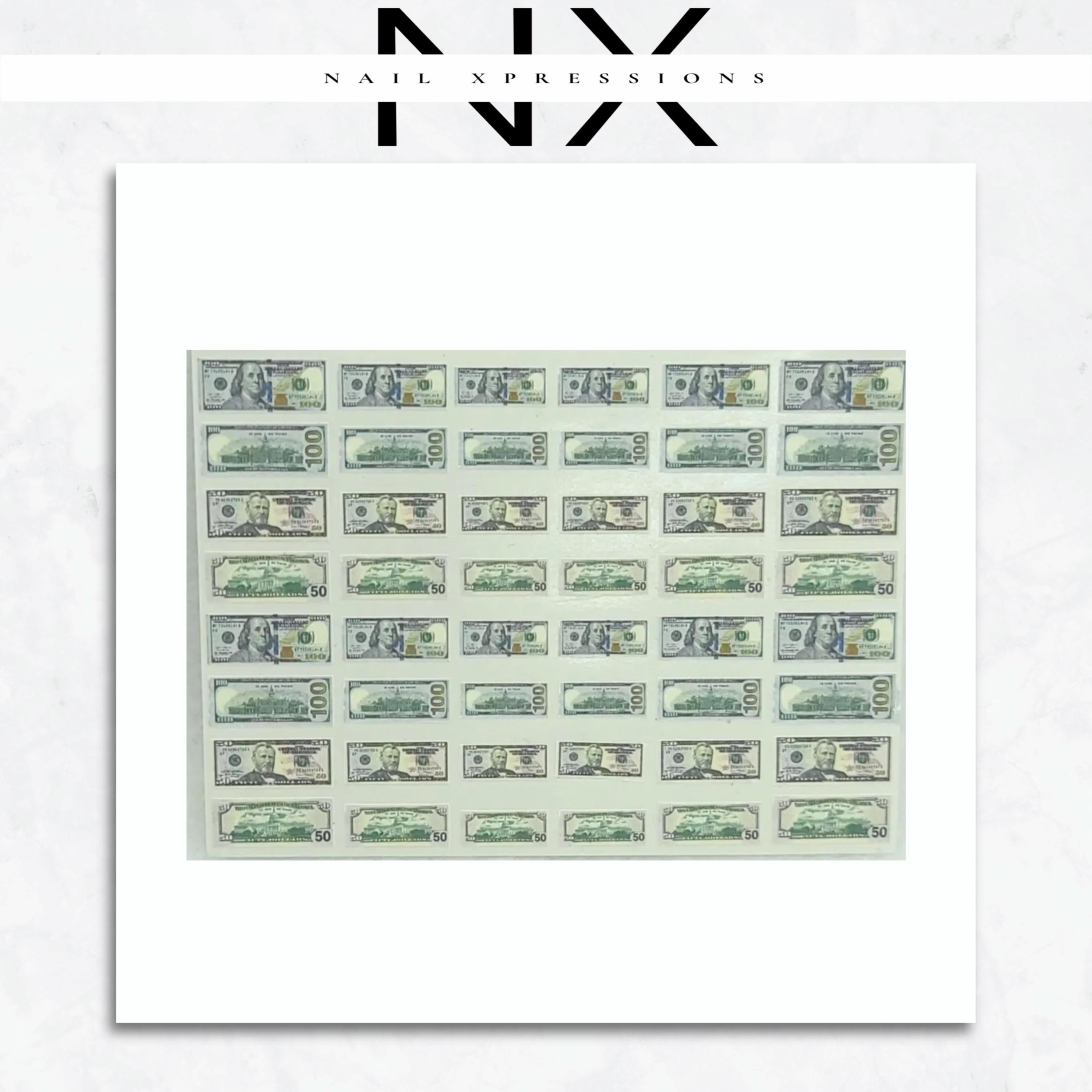 Mini Money Bills Nail Sticker