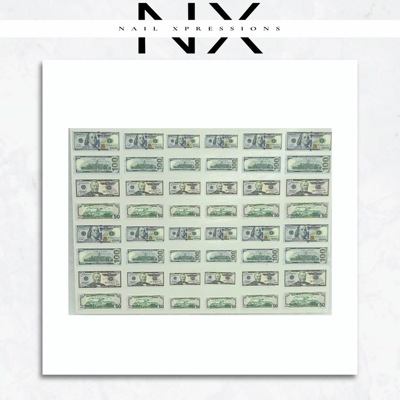 Mini Money Bills Nail Sticker