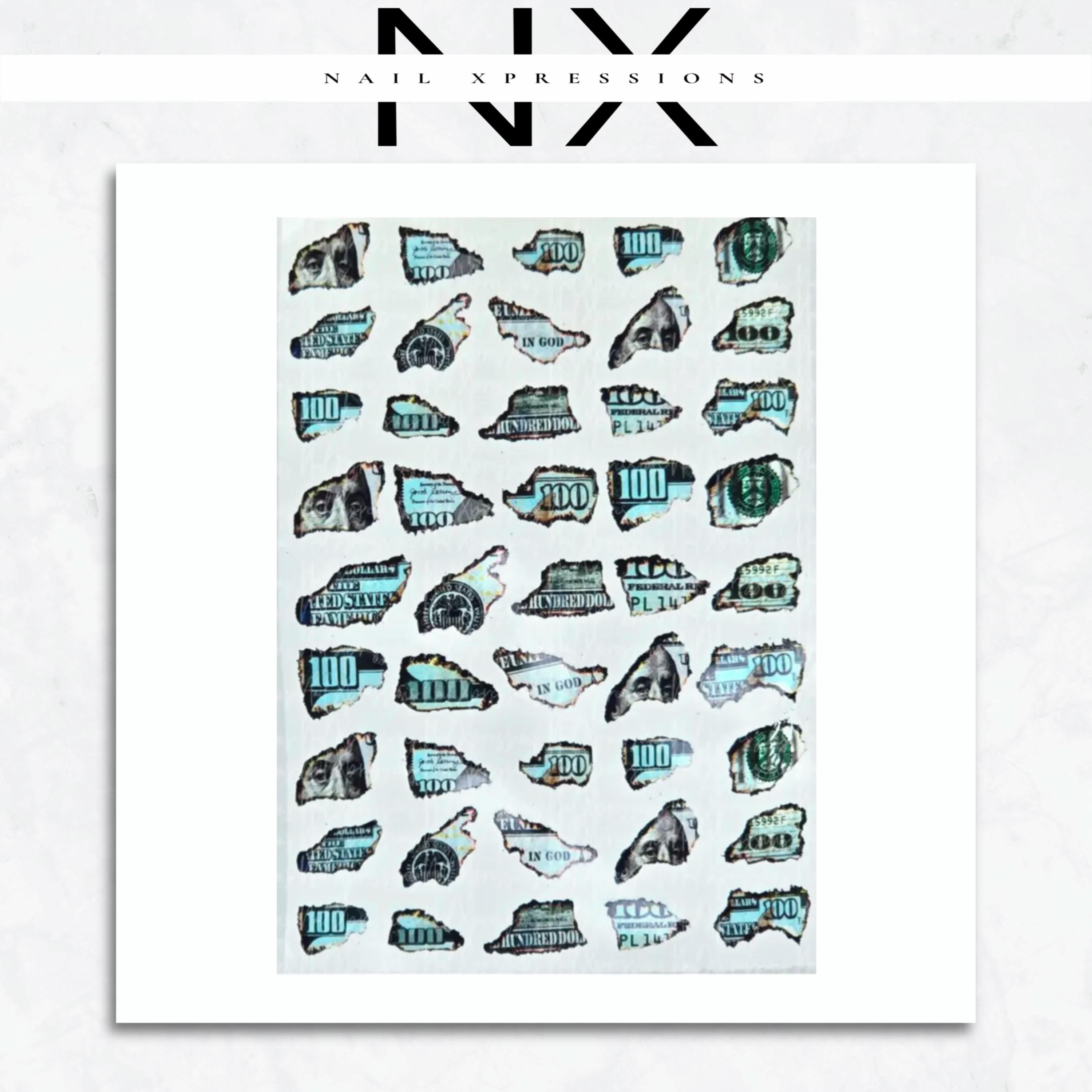 Money Nail Stickers | Burnt Money Nail Art | Nail Art Stickers