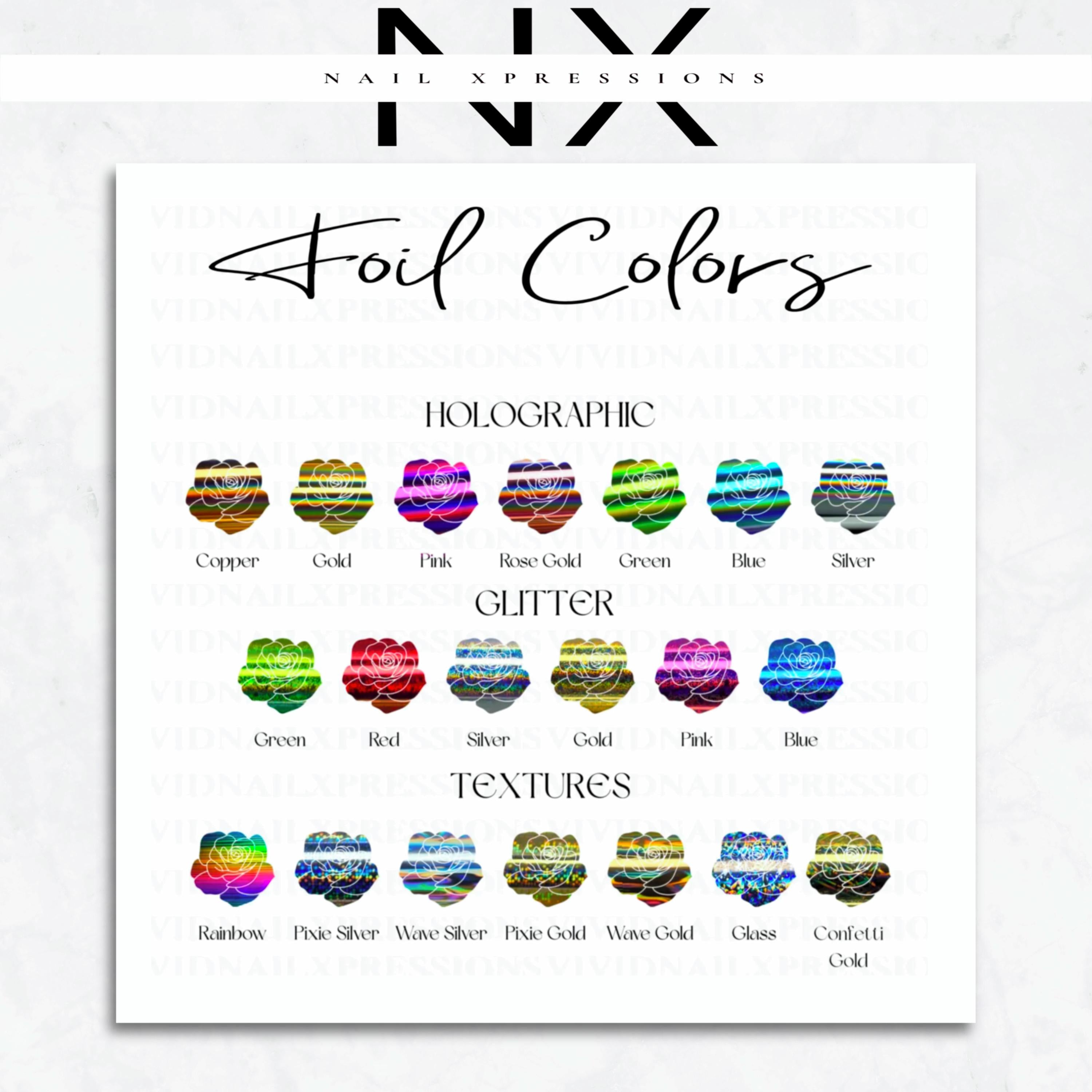 Tropical Hawaiian Flowers Foil Nail Sticker | Foiled Nail Art Decoration
