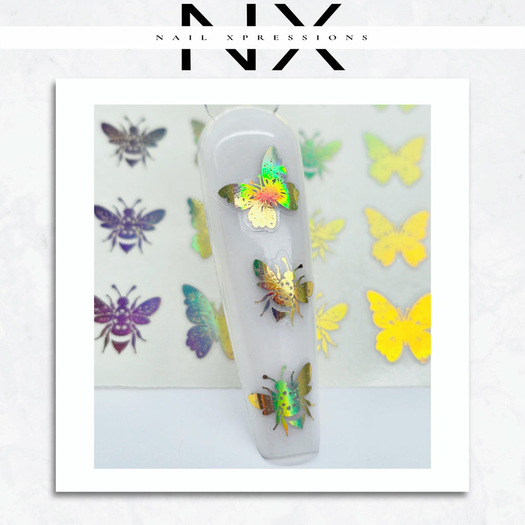 Butterflies & Bees Foil Nail Sticker