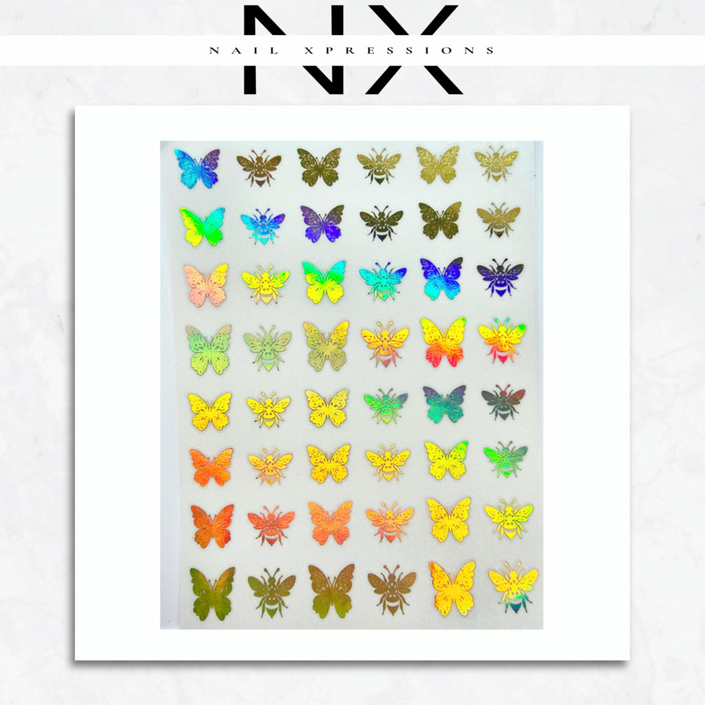 Butterflies & Bees Foil Nail Sticker