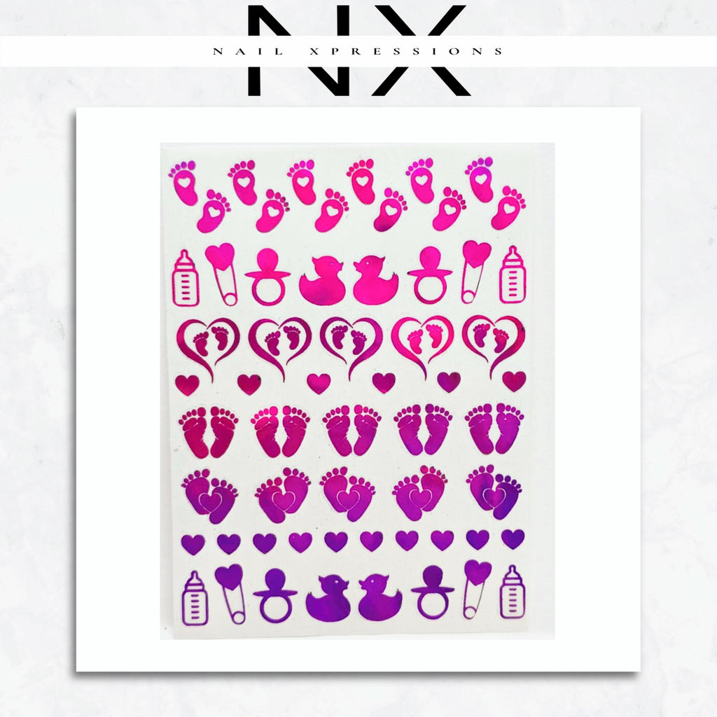 Gender Reveal Foiled Nail Art Sticker | Multiple Colors Options