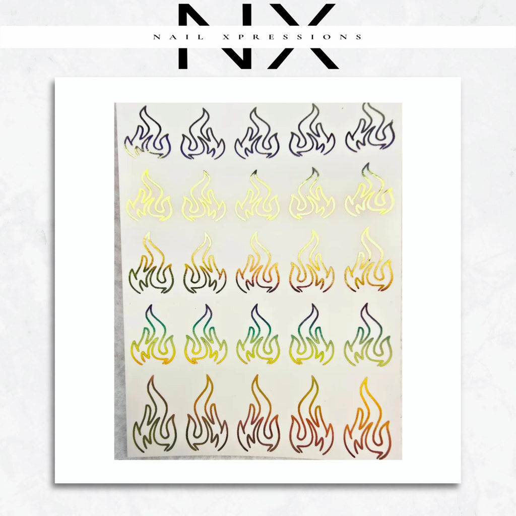 Flames Foiled Water Nail Decal