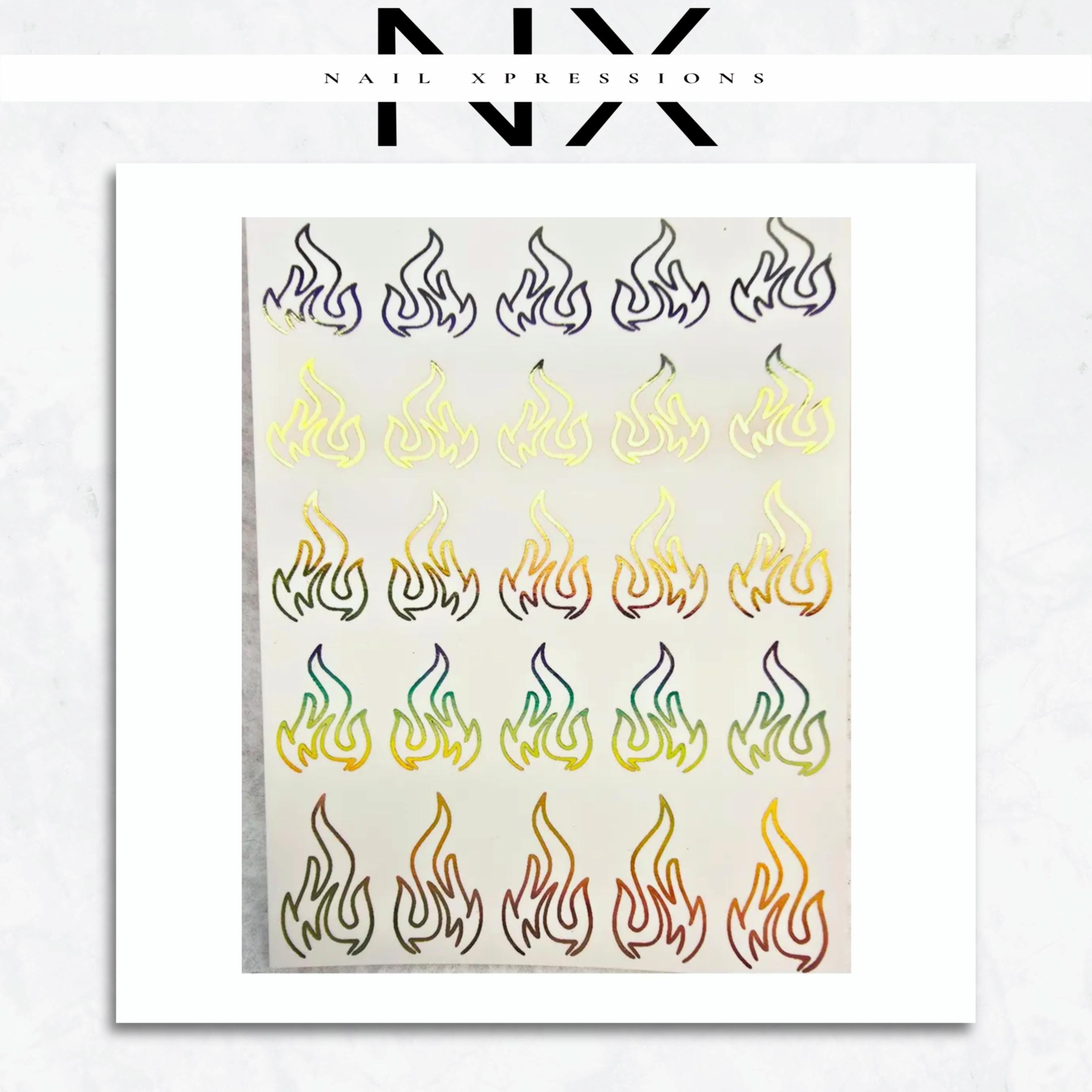 Flames Foiled Water Nail Decal