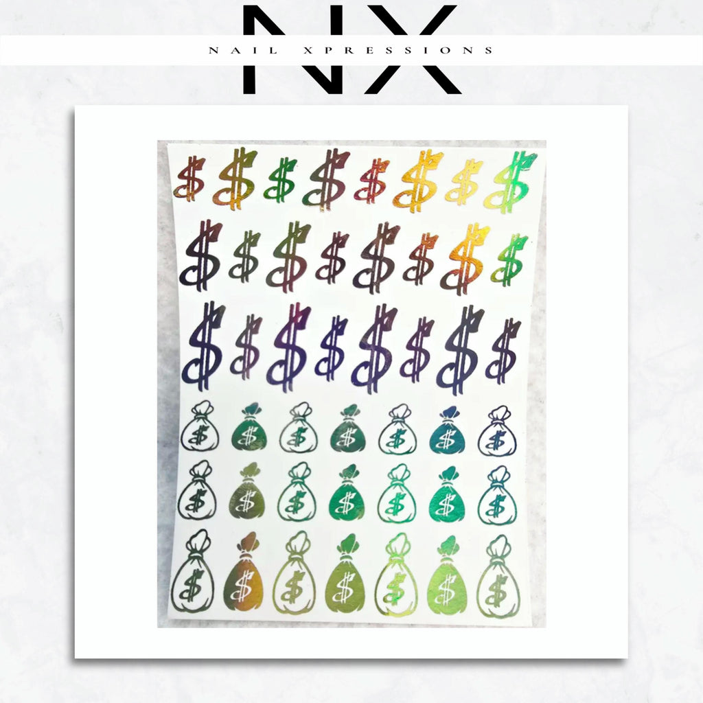 Money Bags Foiled Water Nail Decal