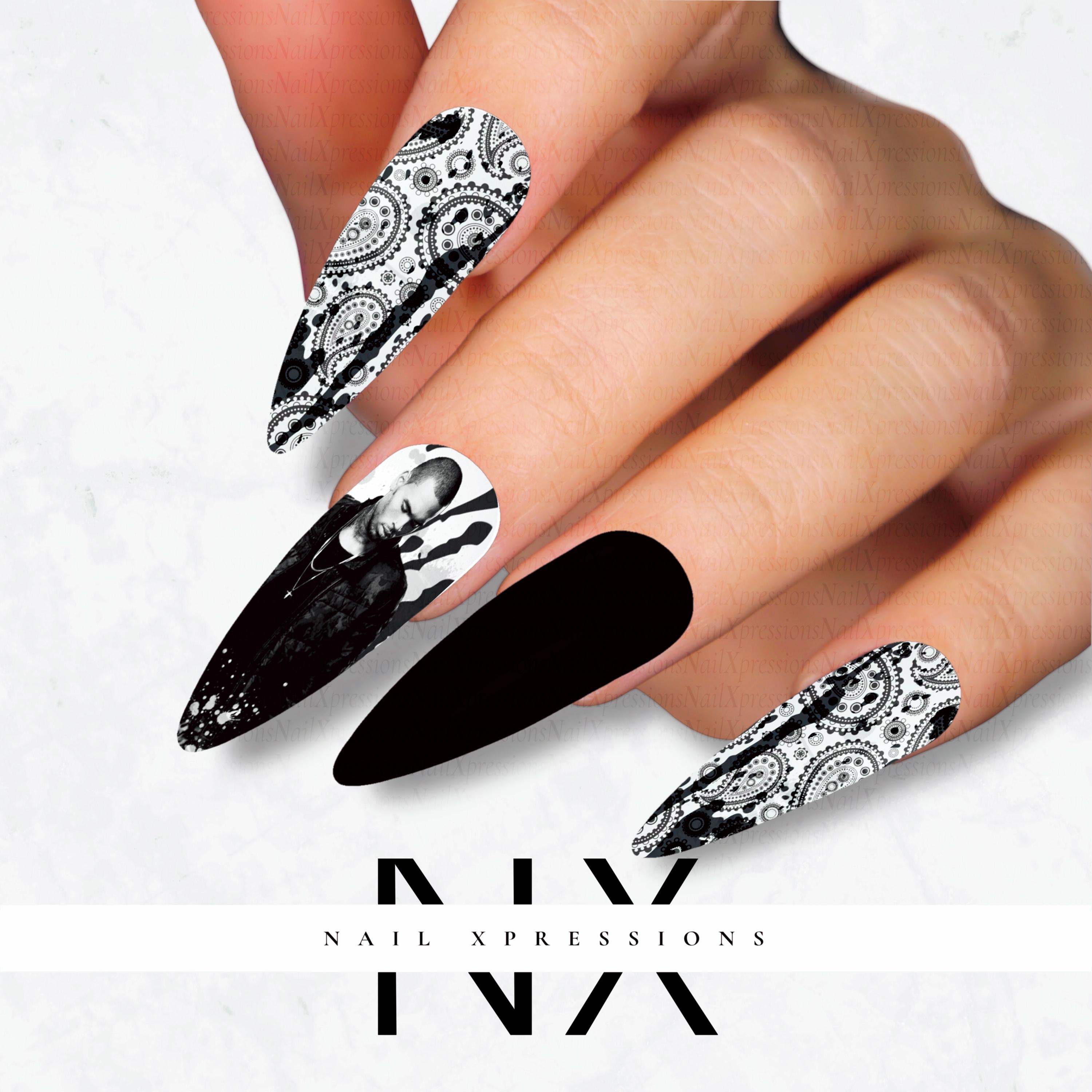 Monochrome Chris Breezy Brown Nail Decals | Nail Art Water Transfer | Nail Wraps