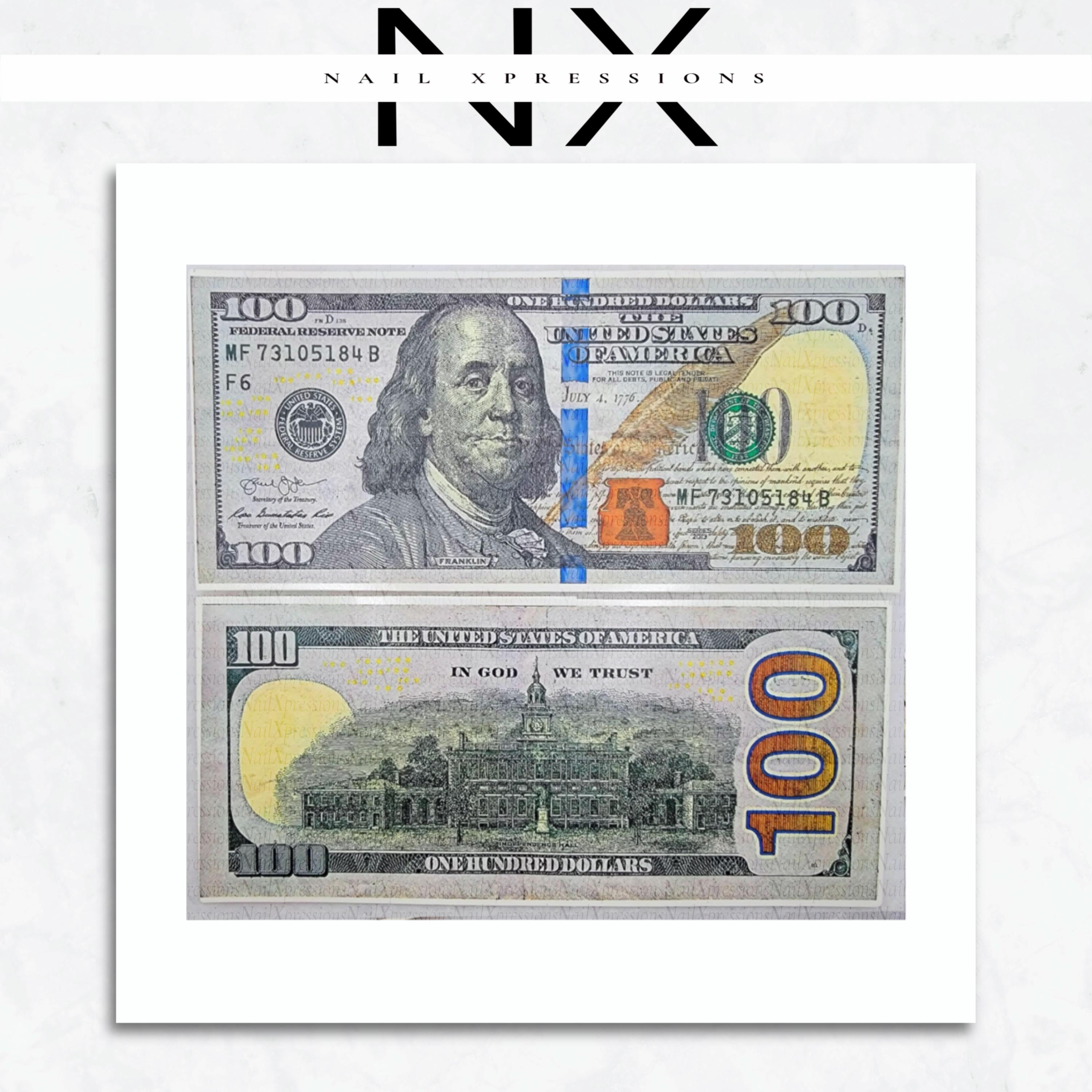 Full Benjamin Bill Waterslide Nail Decals | Nail Art Water Transfer | Nail Wraps