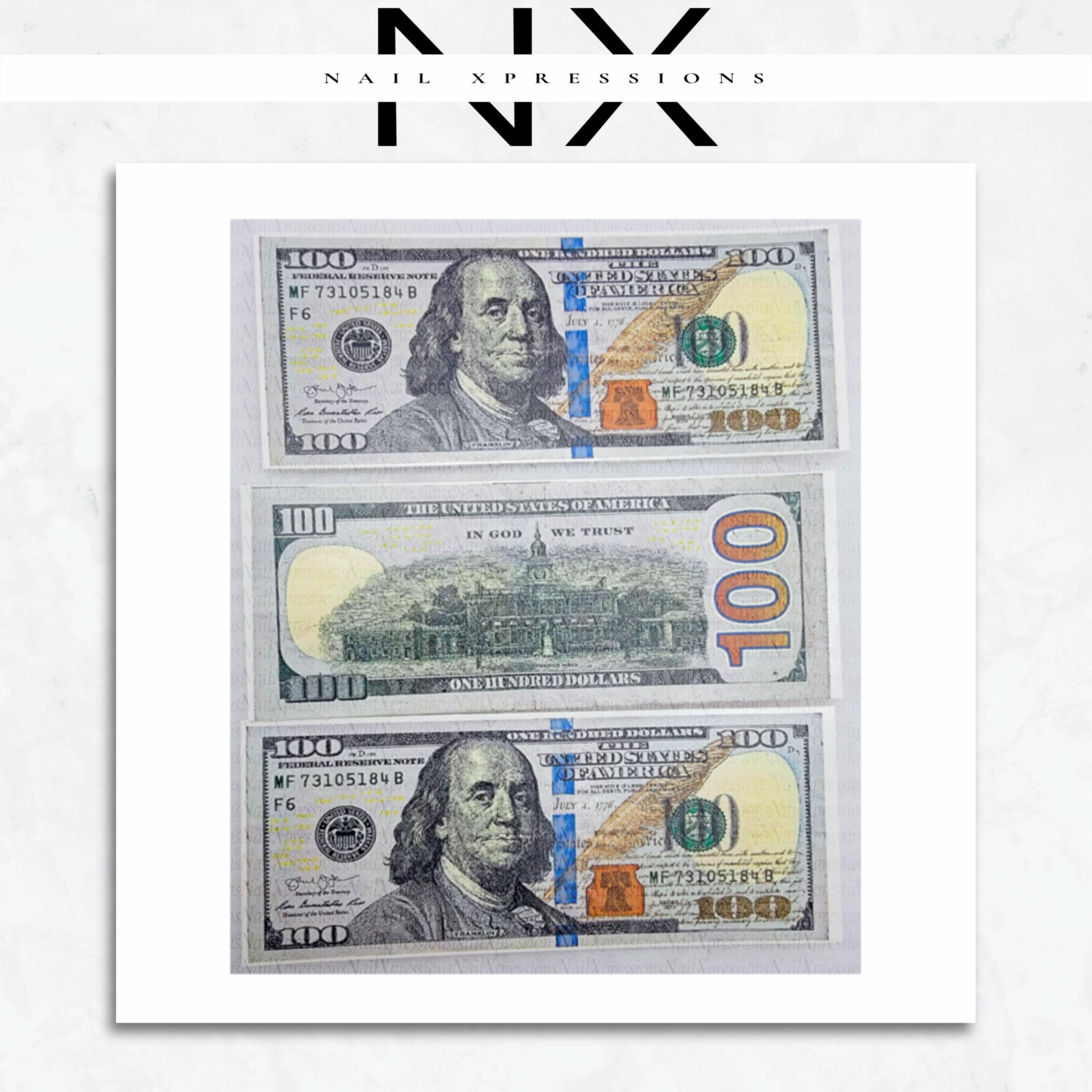 Full Benjamin Bill Waterslide Nail Decals | Nail Art Water Transfer | Nail Wraps