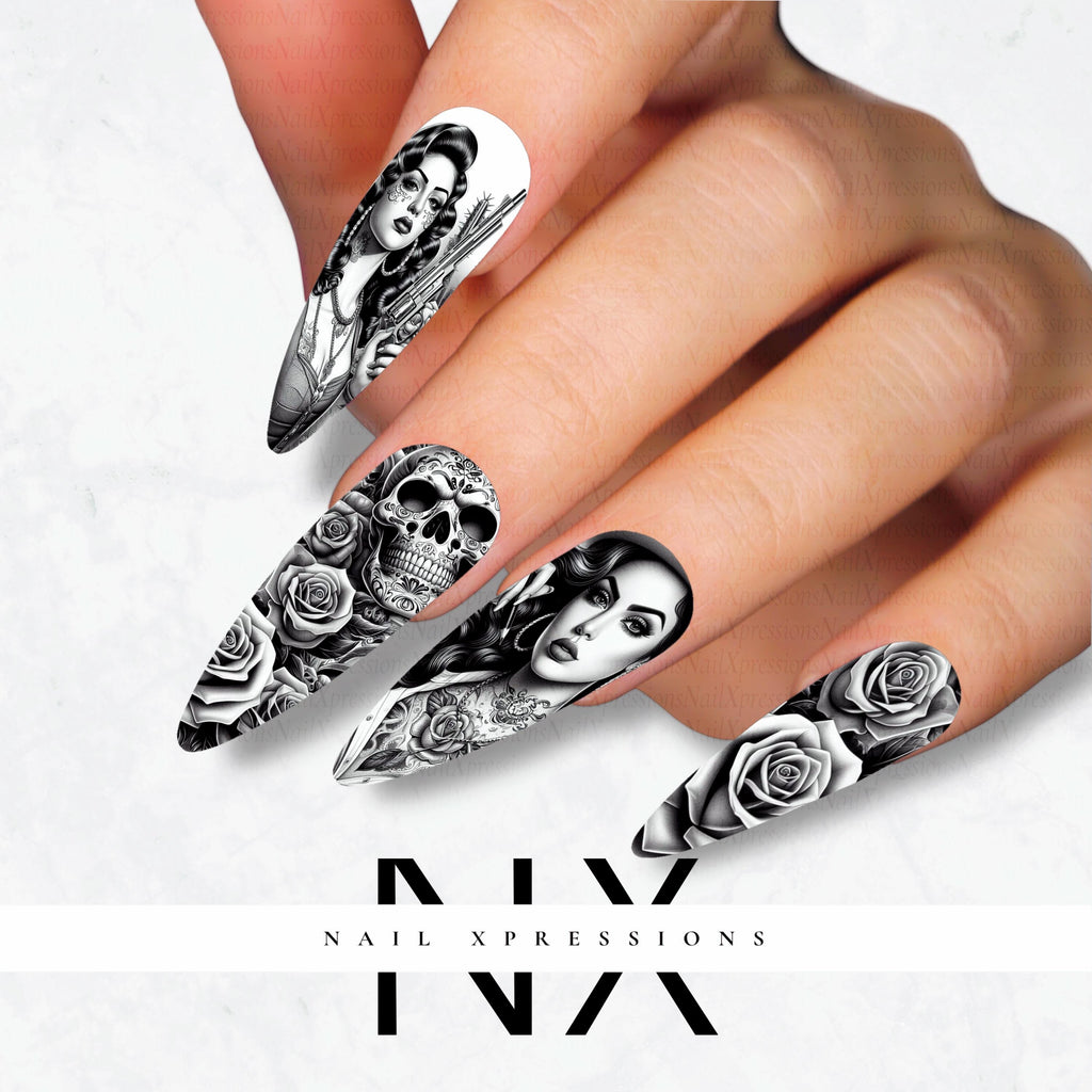 Chola Chicana Nail Decals | Nail Art Water Transfer | Nail Wraps