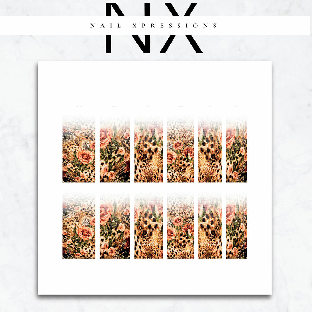 Ombré Safari Floral Nail Decals | Nail Art Water Transfer | Nail Wraps
