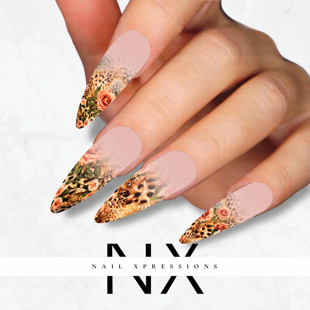 Ombré Safari Floral Nail Decals | Nail Art Water Transfer | Nail Wraps