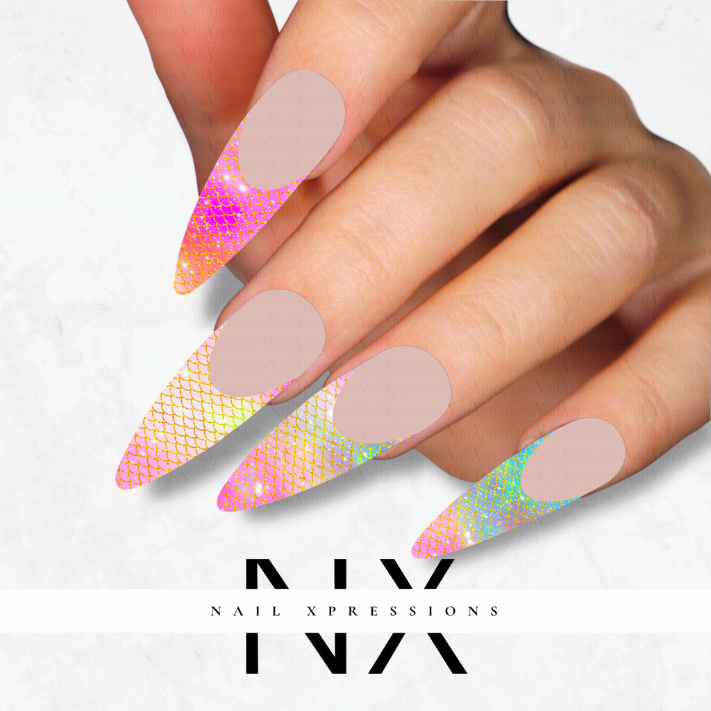 Mermaid French Nail Decals | Nail Art Water Transfer | Nail Wraps