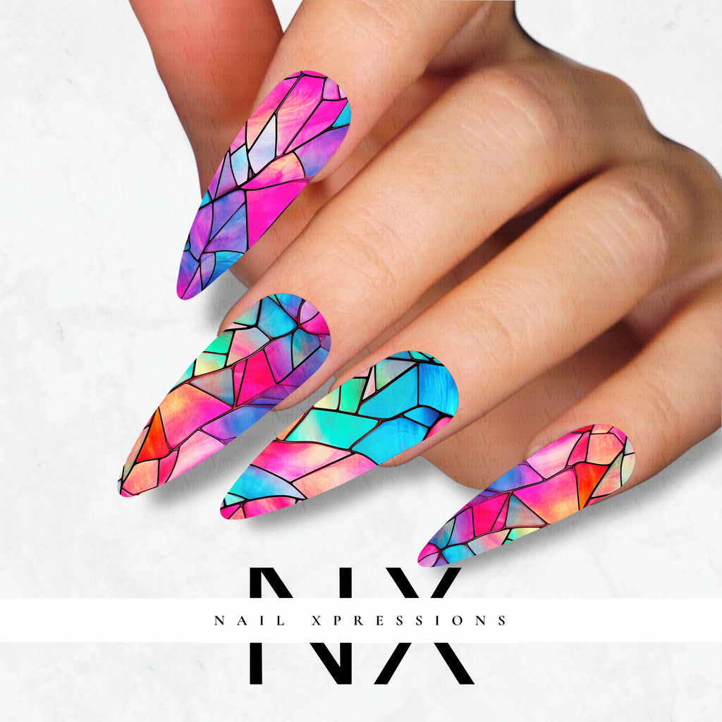 Stained Glass Nail Decals | Nail Art Water Transfer | Nail Wraps