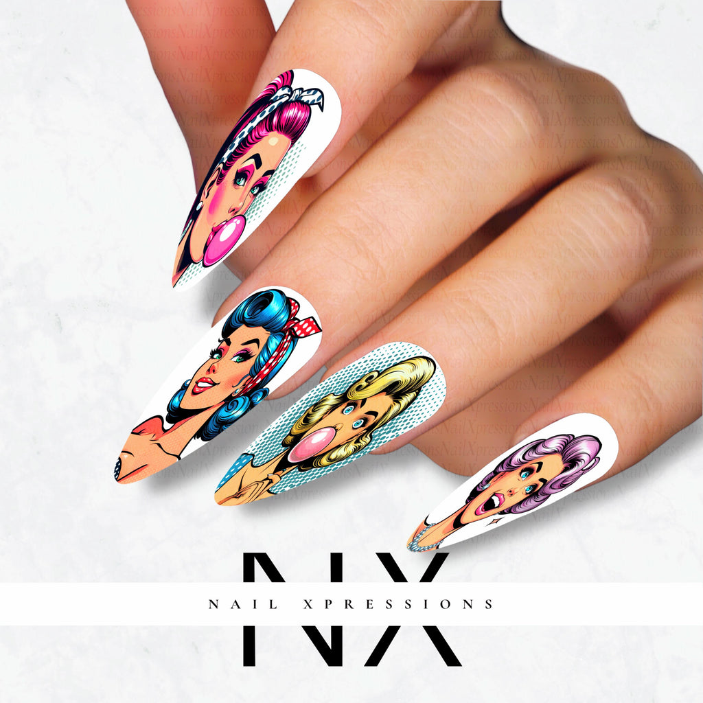 Popart Girls Nail Decals | Nail Art Water Transfer | Nail Wraps