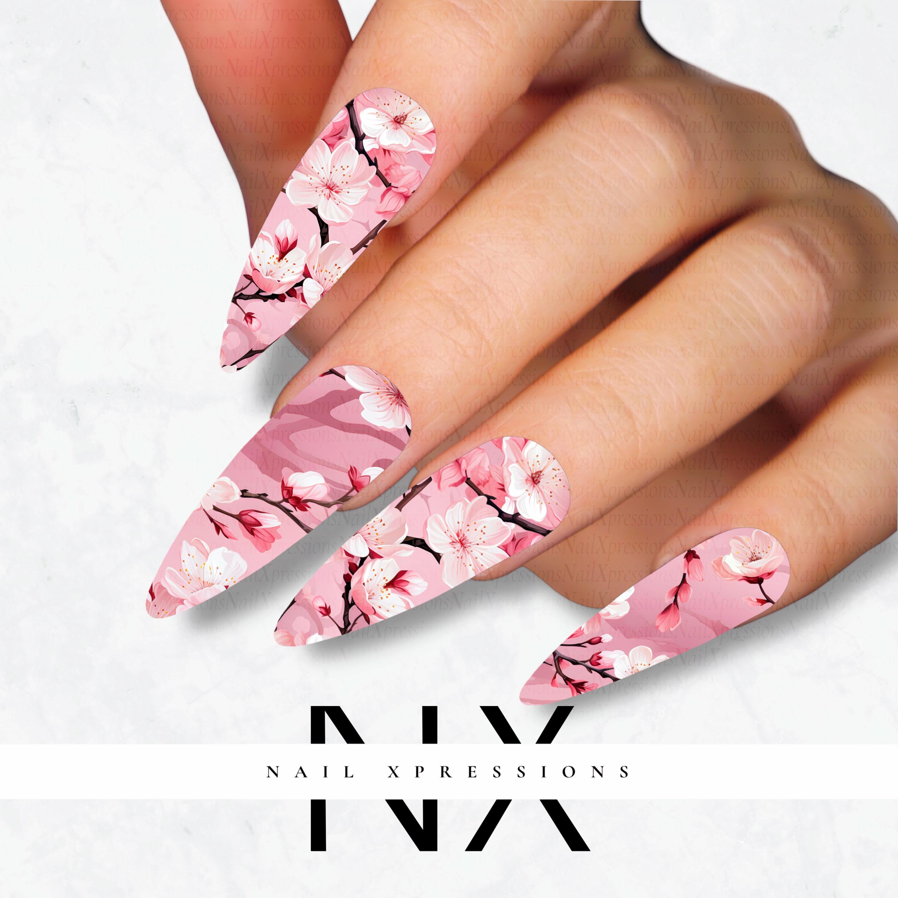 Cherry blossom Nail Decals | Nail Art Water Transfer | Nail Wraps