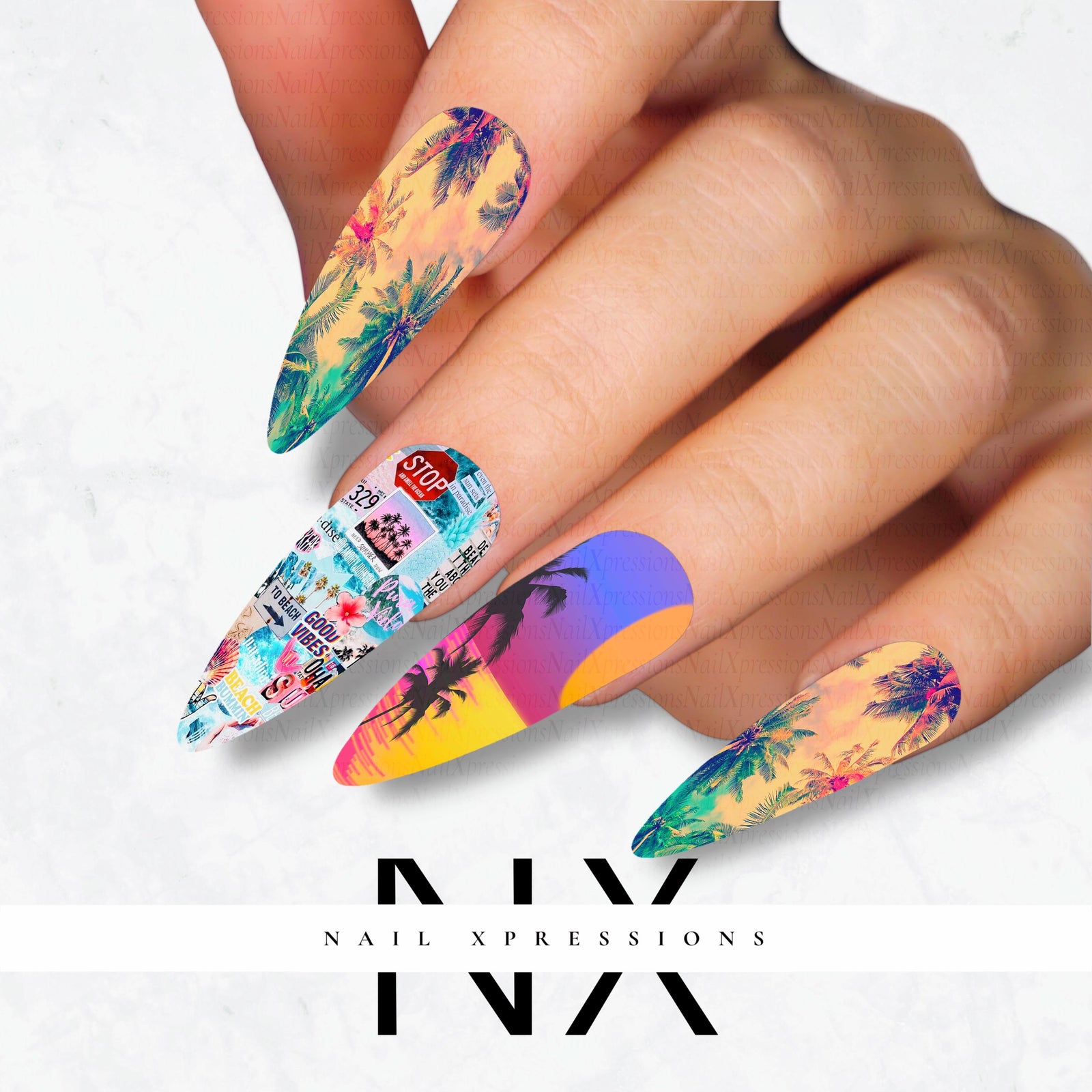 Summer Vibe Nail Decals | Nail Art Water Transfer | Nail Wraps