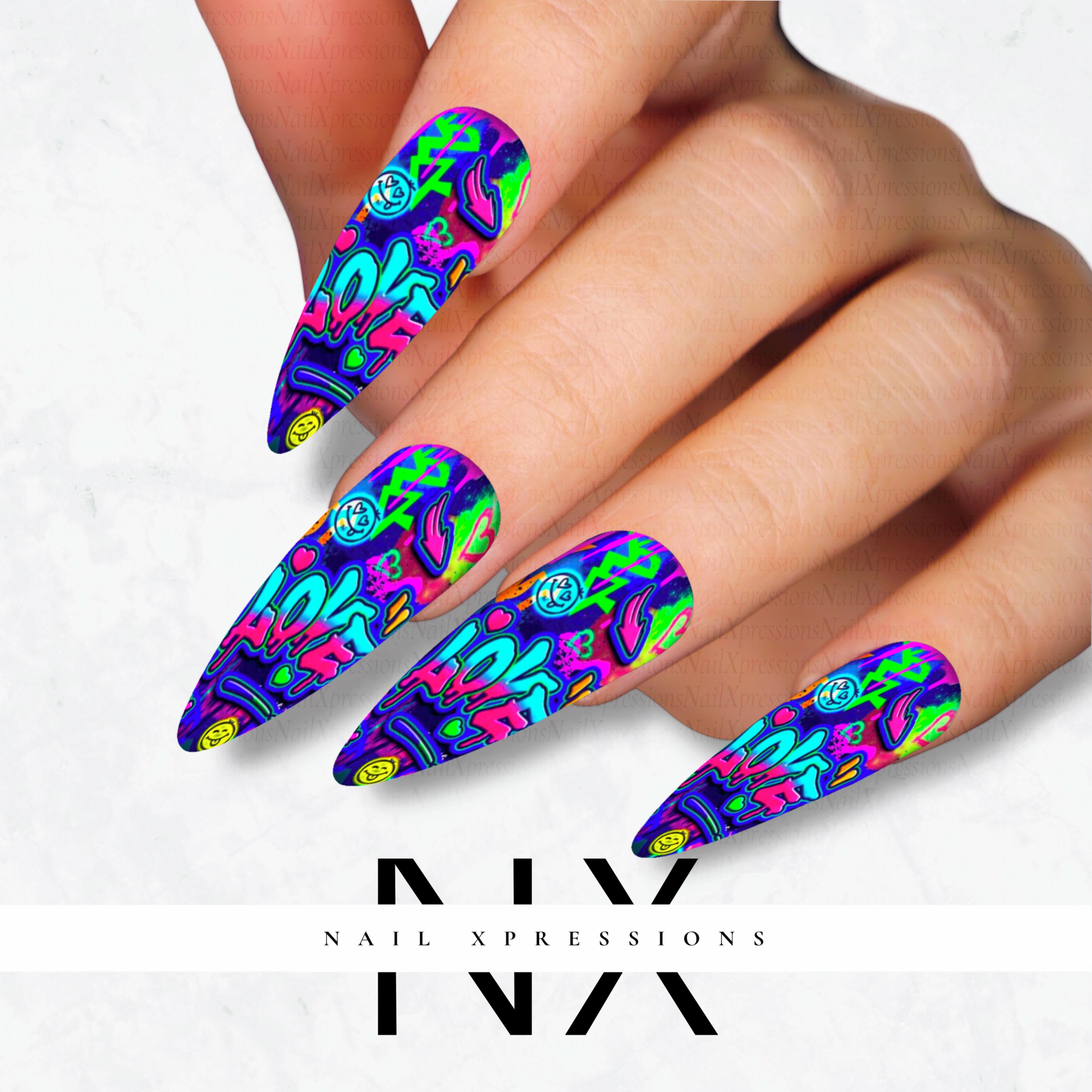Graffiti Nail Decals | Nail Art Water Transfer | Nail Wraps