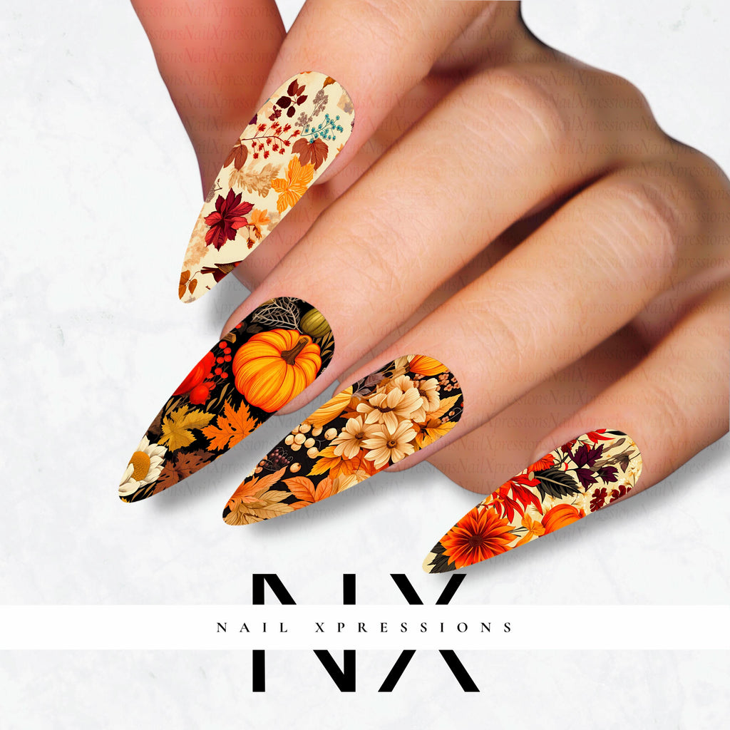 Fall Vibe Nail Decals | Nail Art Water Transfer | Nail Wraps