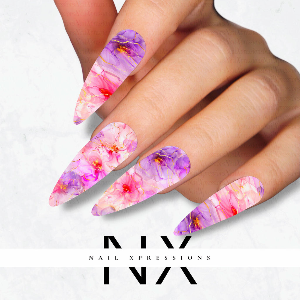Pastel Watercolor Flower Nail Decals | Nail Art Water Transfer | Nail Wraps
