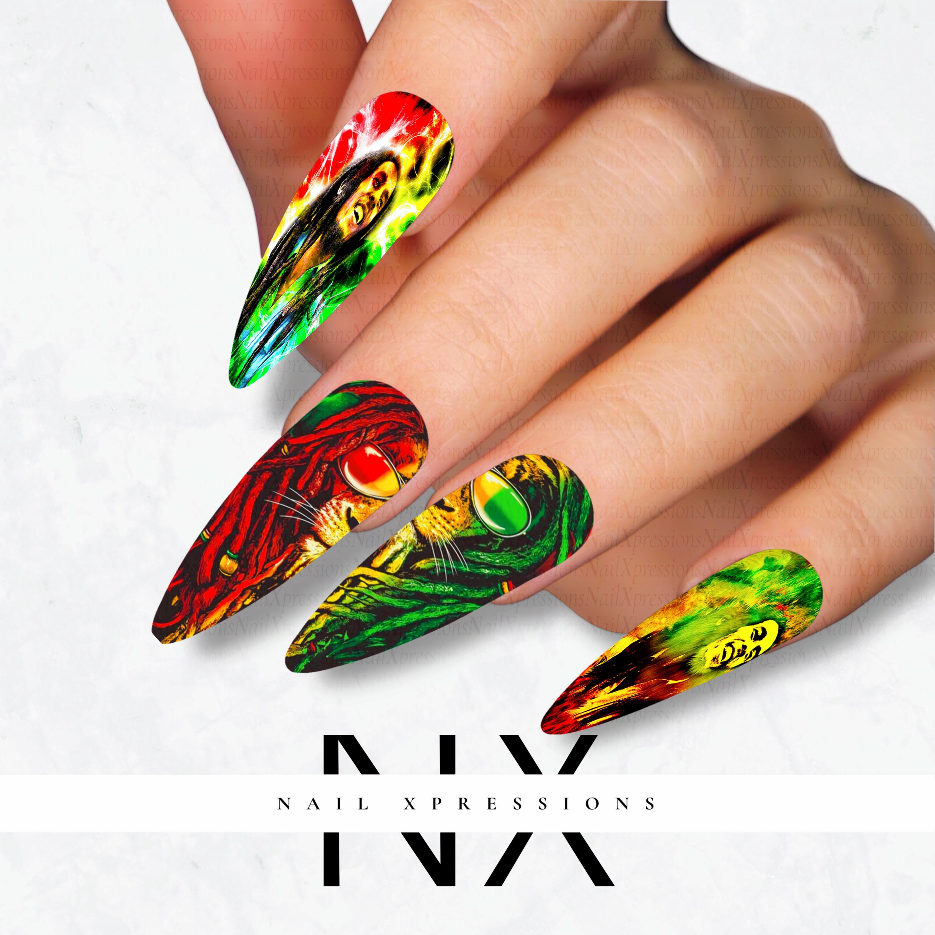 Rasta Vibe Nail Decals | Nail Art Water Transfer | Nail Wraps