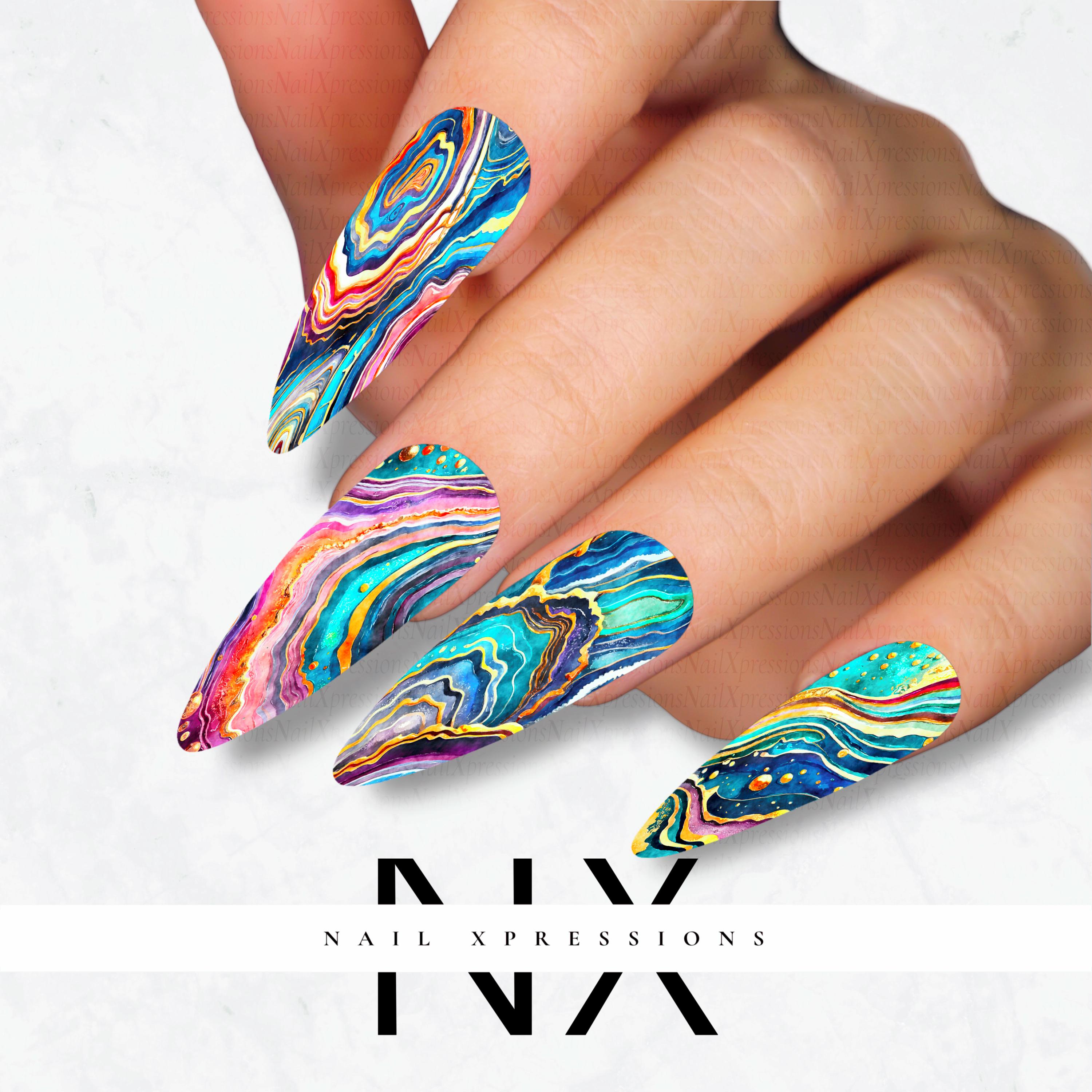 Abstract Geode Crystal Nail Decals | Nail Art Water Transfer | Nail Wraps
