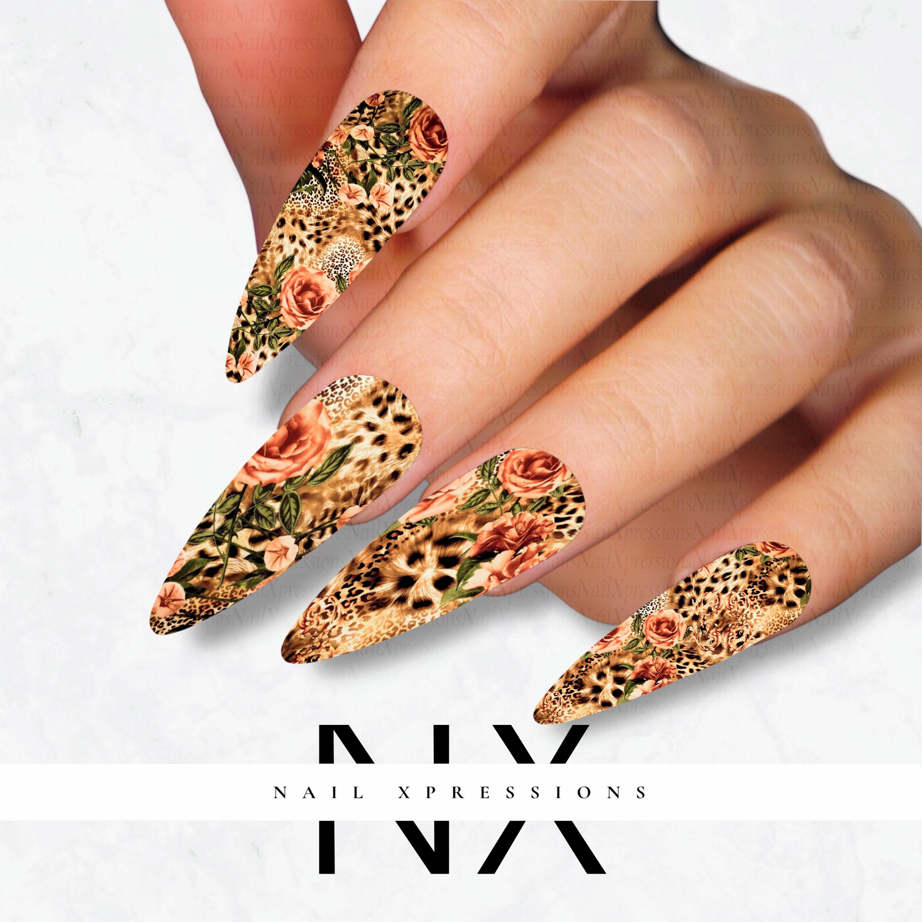 Safari Floral Print Nail Decals | Nail Art Water Transfer | Nail Wraps