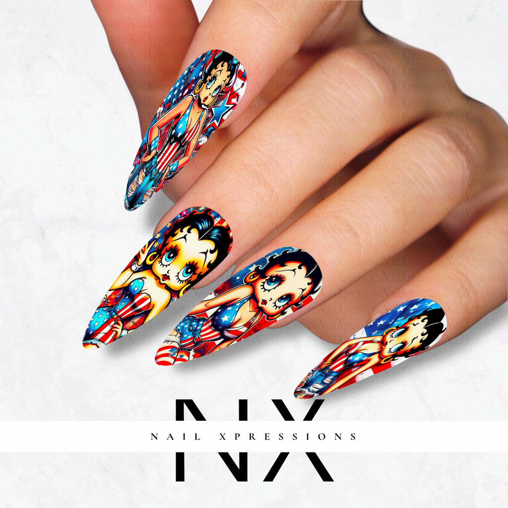 U.S.A. Betty Vibes Nail Nail Decals | Nail Art Water Transfer | Nail Wraps