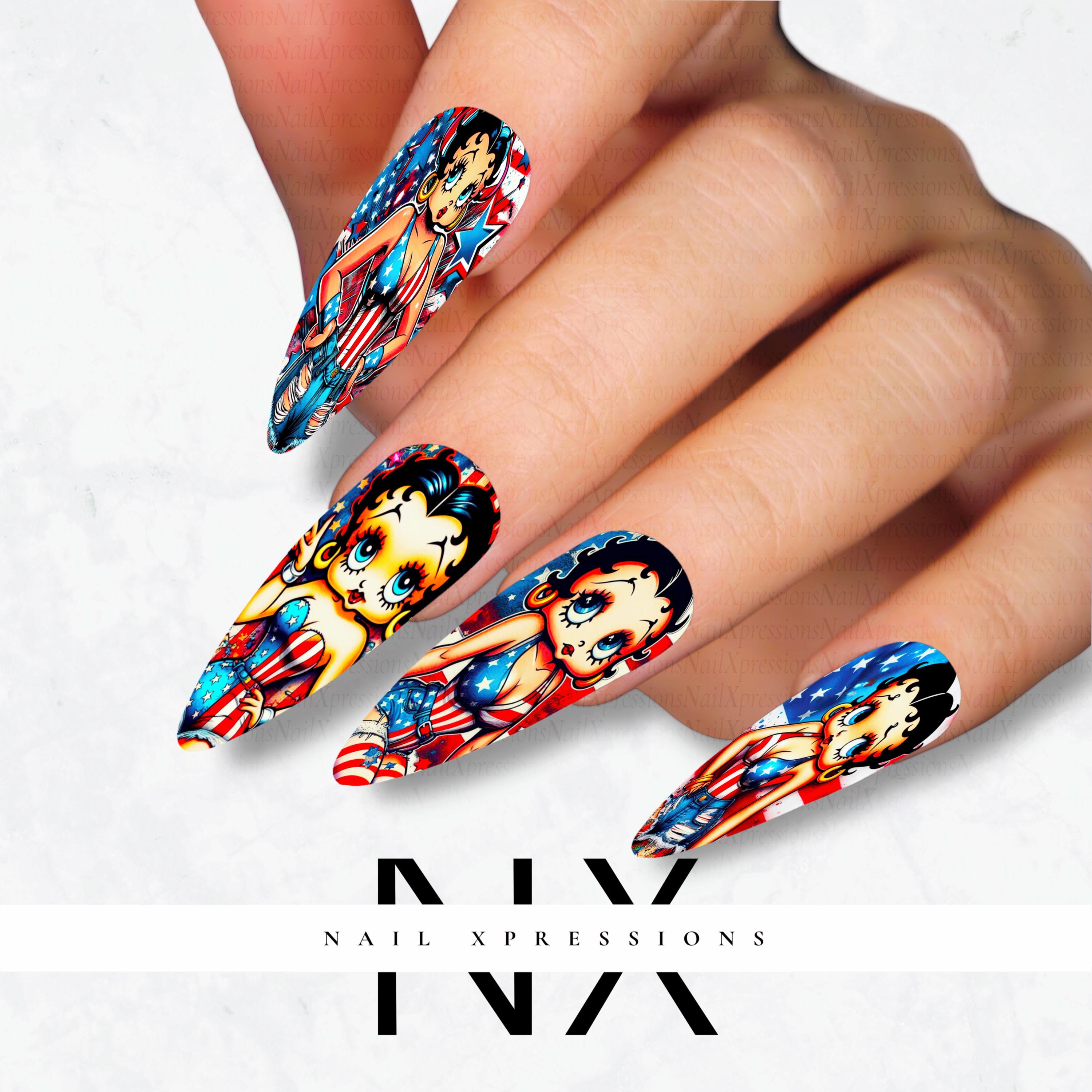 U.S.A. Betty Vibes Nail Nail Decals | Nail Art Water Transfer | Nail Wraps