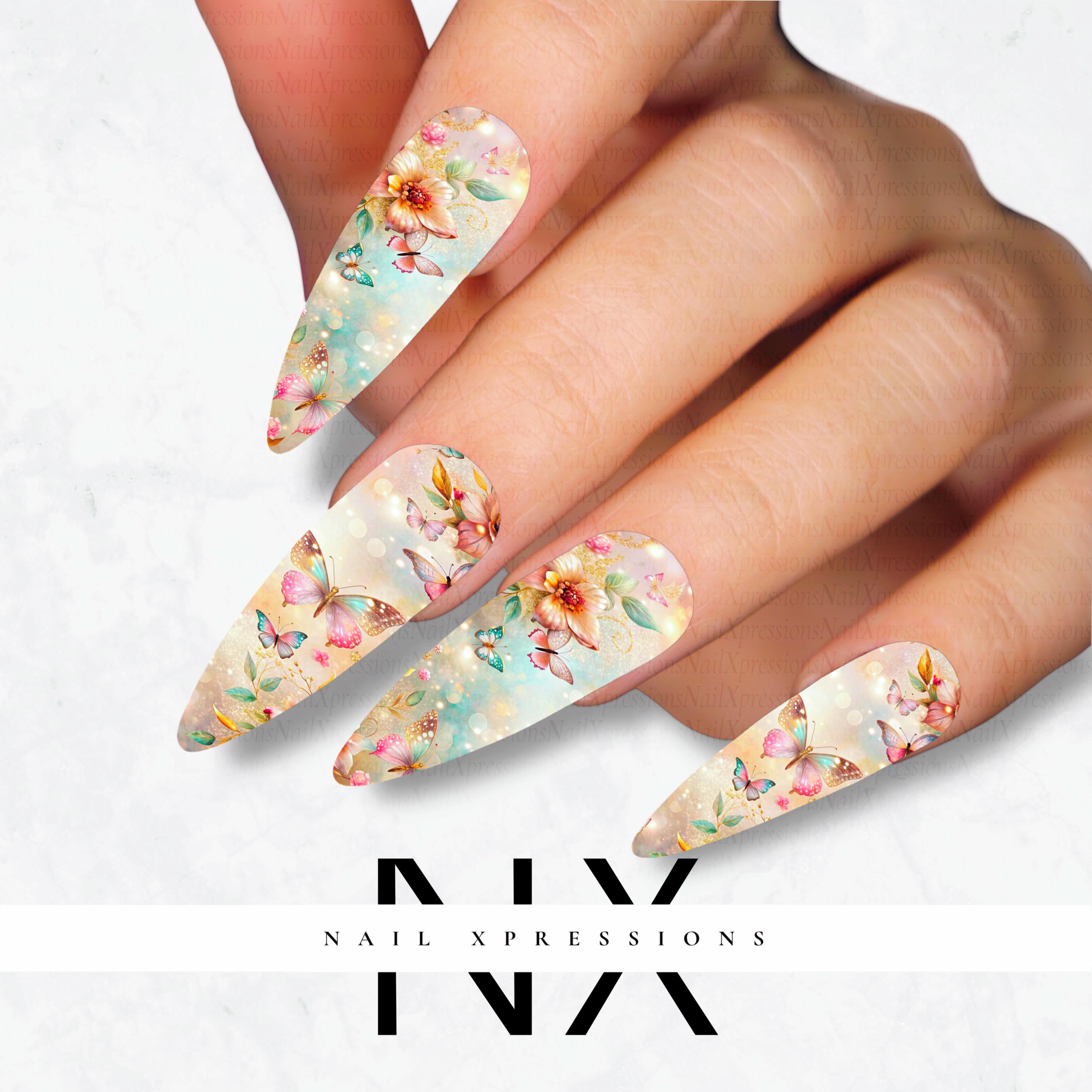Butterflies and Flower Nail Decals | Nail Art Water Transfer | Nail Wraps