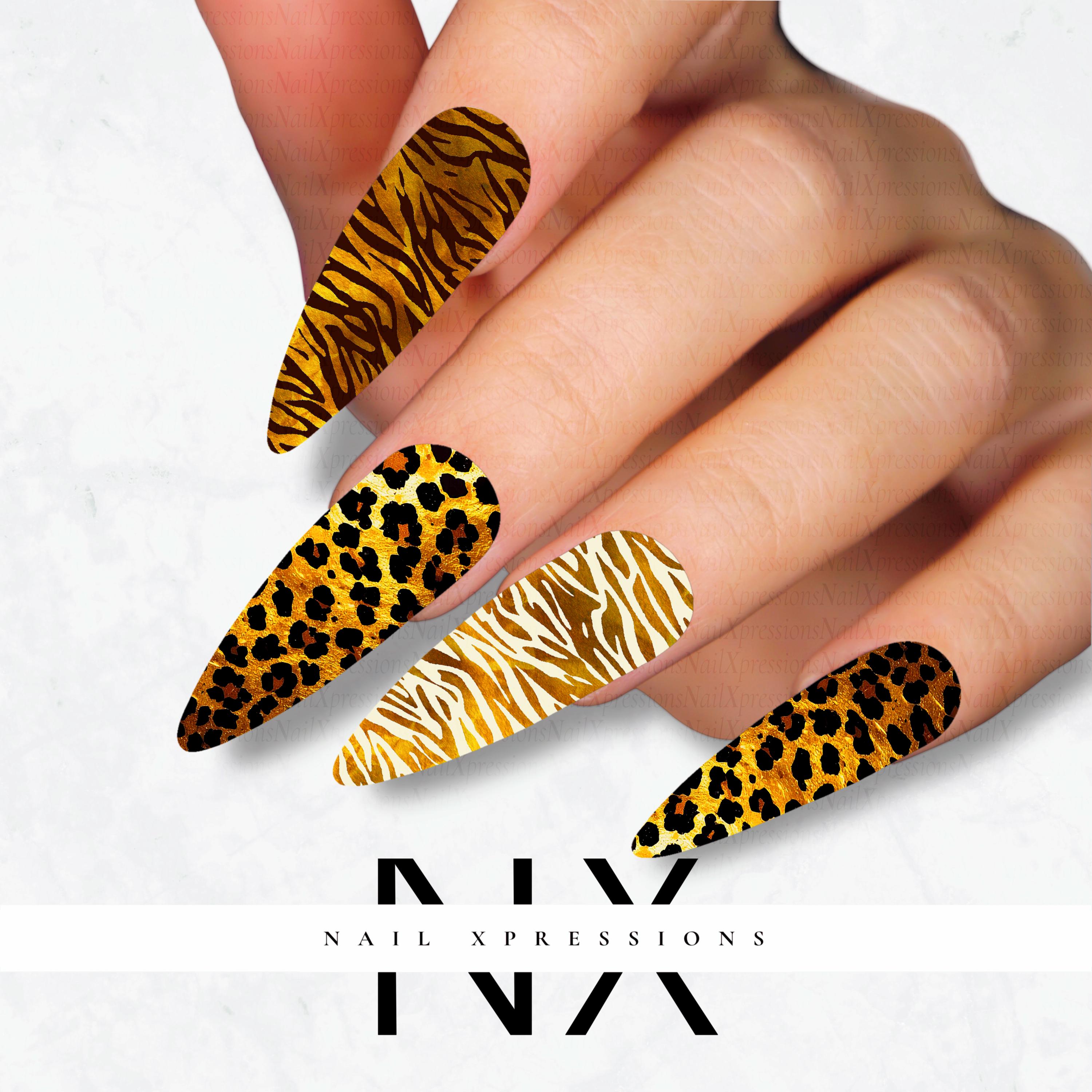 Animal Print Zebra, Cheetah Nail Water Decals | Nail Art Water Transfer | Nail Wraps