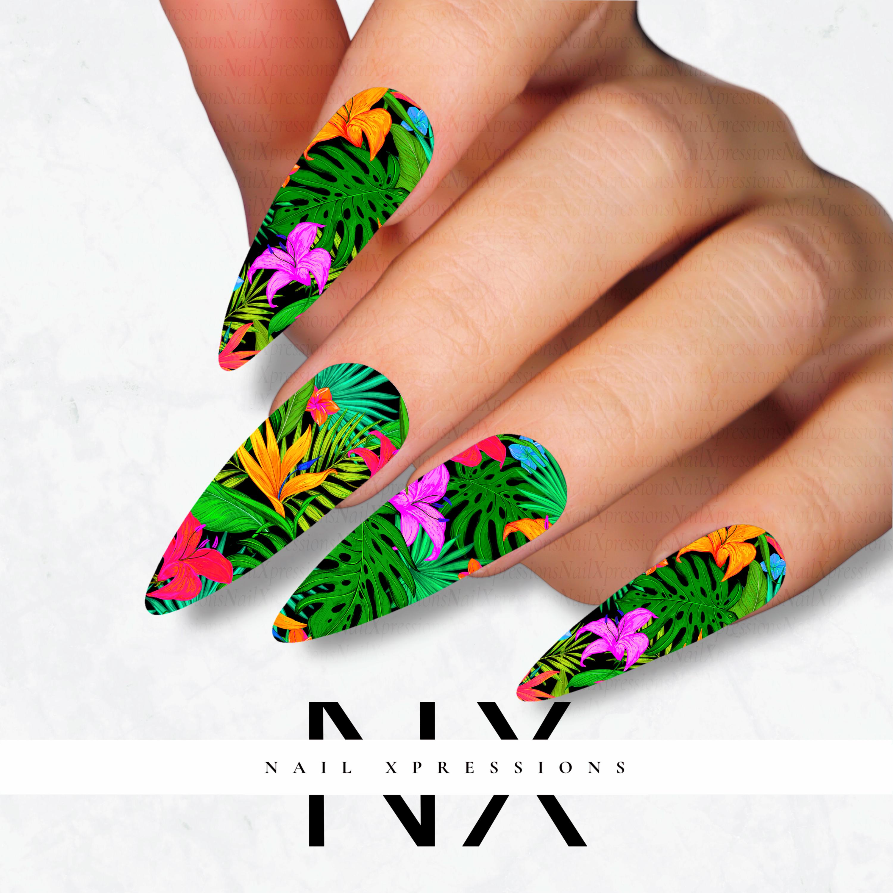 Tropical Paradise Nail Decals | Nail Art Water Transfer | Nail Wraps