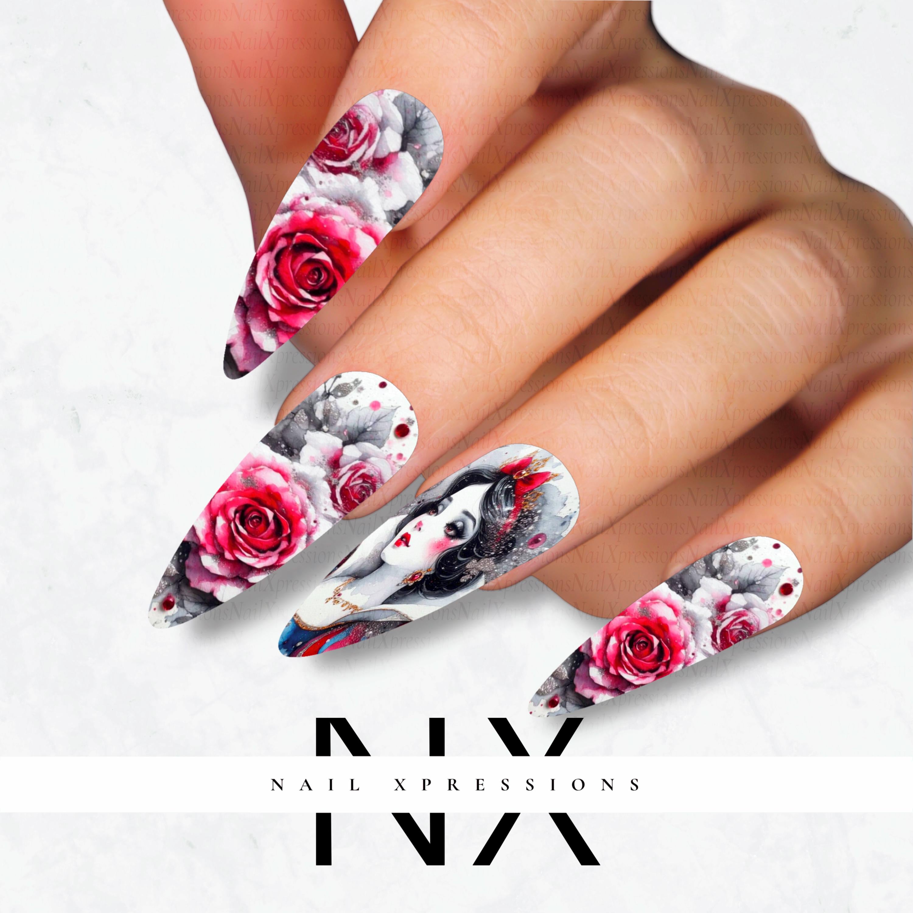 Snow Princess Nail Decals | Nail Art Water Transfer | Nail Wraps